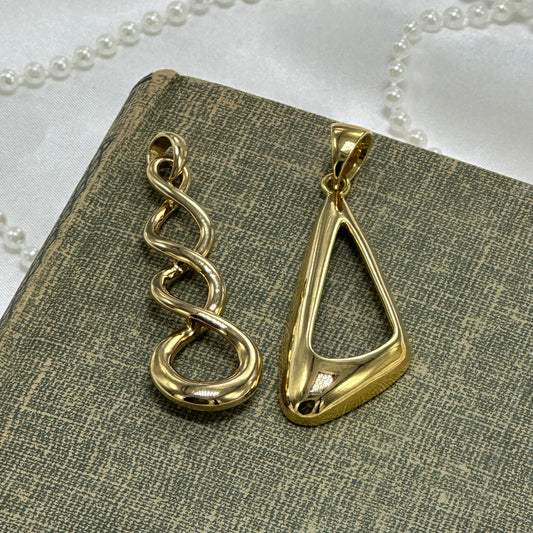 Vintage Gold Pendants Bundle - Triangle and Spiral
