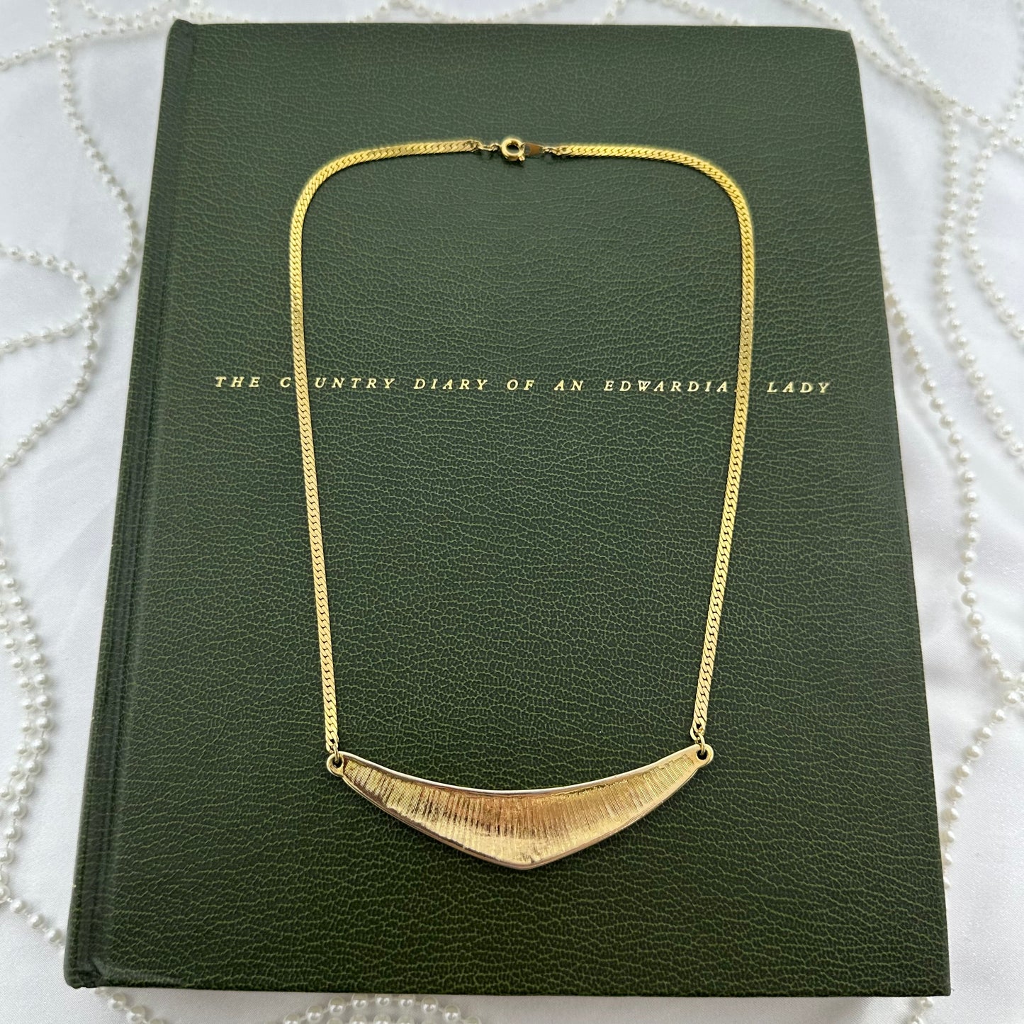 Vintage Gold and Black Enamel Necklace