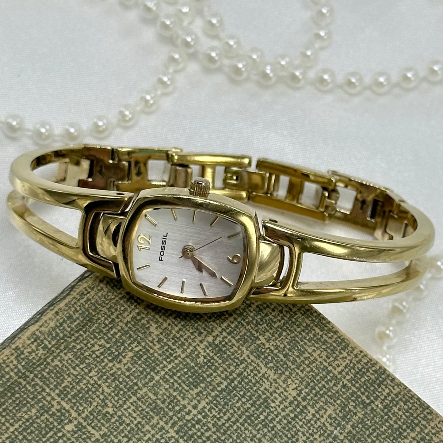 Gold Fossil Cuff Watch