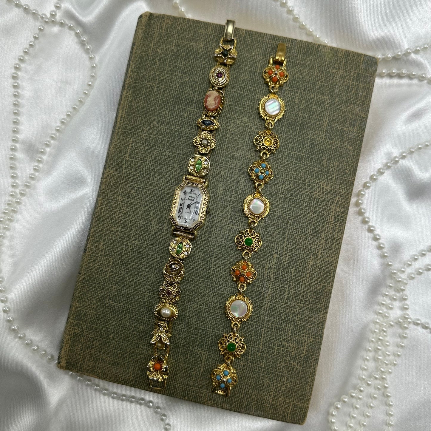 Vintage Cameo Watch and Bracelet Set