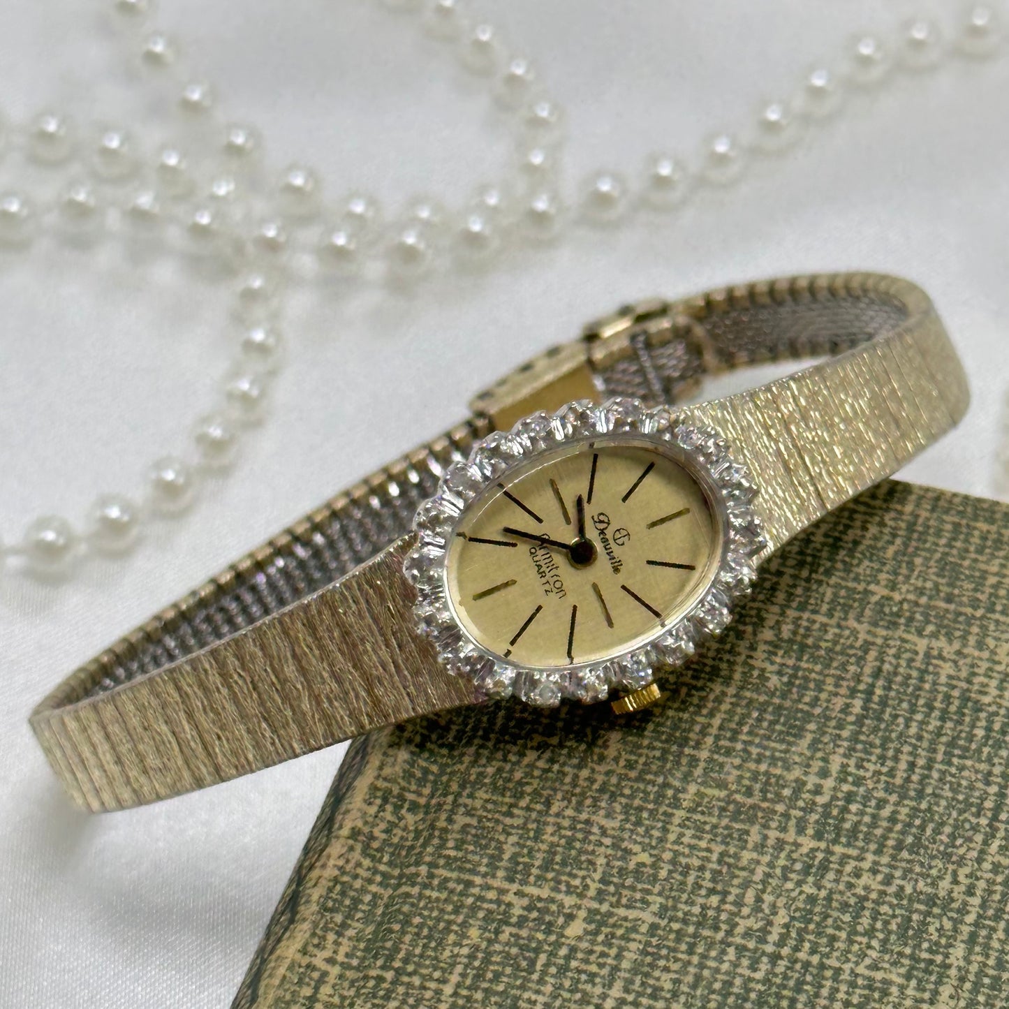 Gold Diamanté Deauville Oval Dial Watch