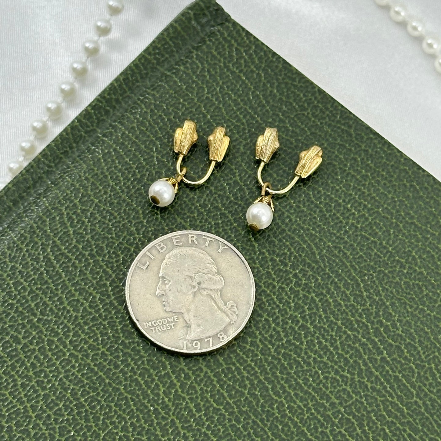 Dainty Gold Pearl Pinch Close Earrings