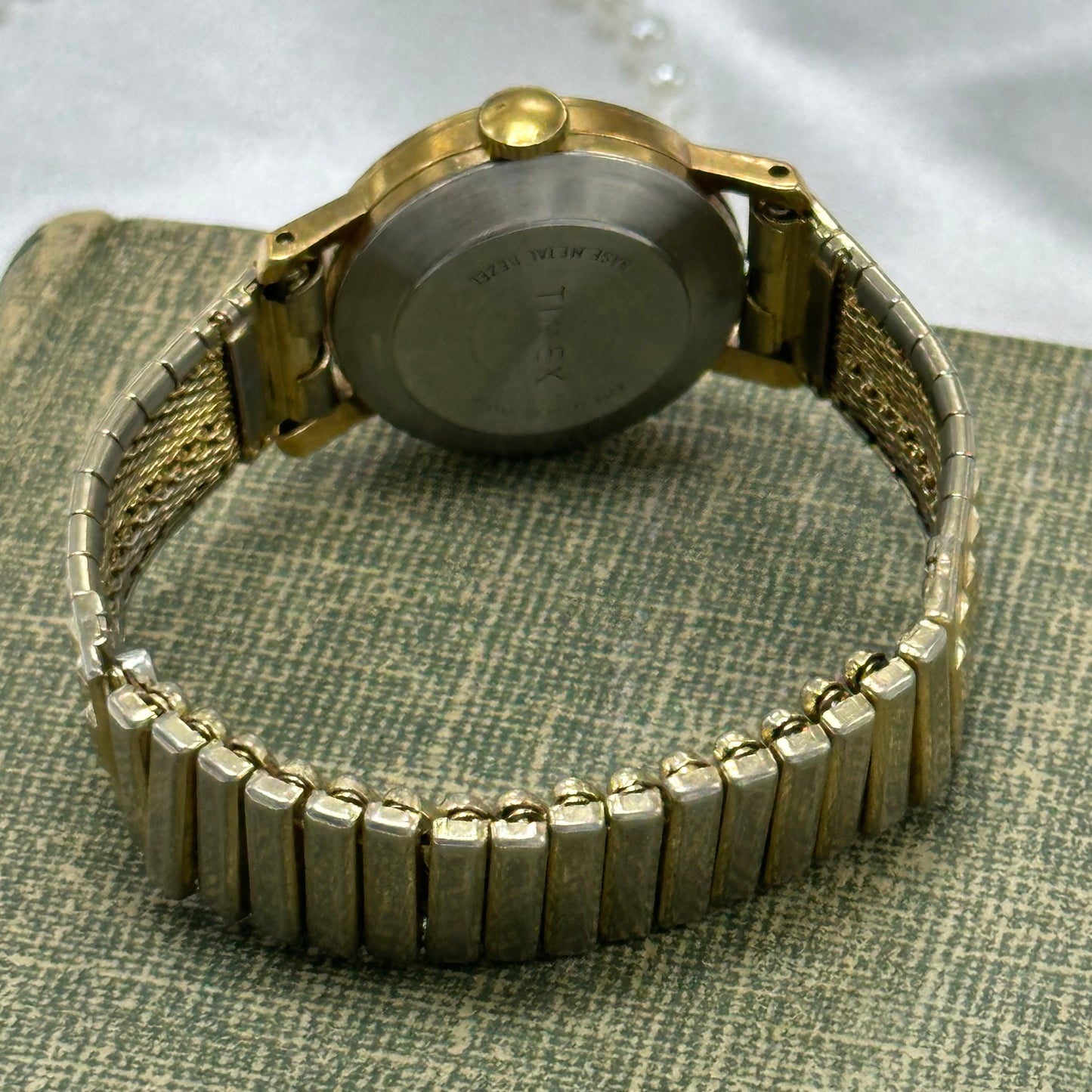 Gold Round Dial Timex Watch with Date Display