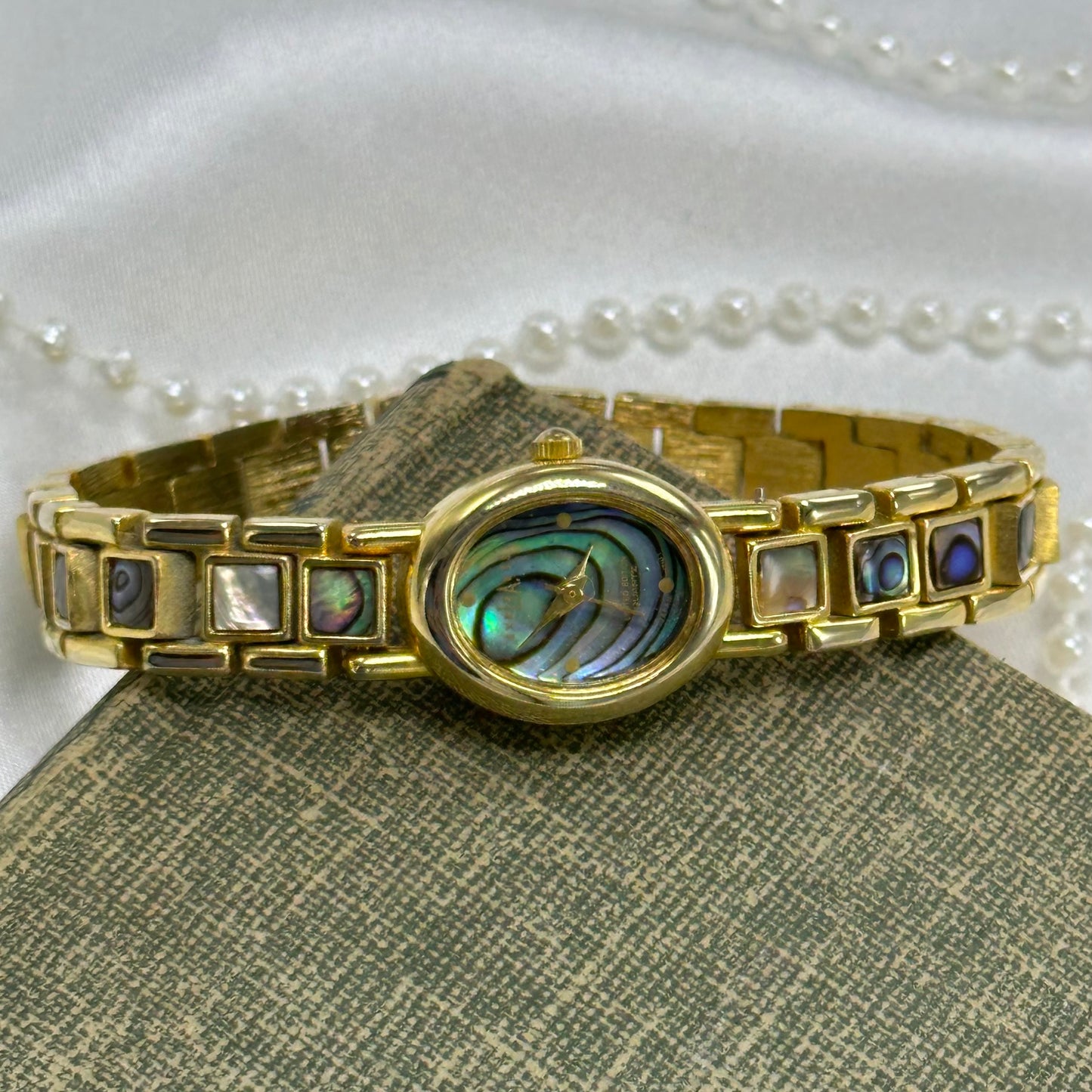 Oval Dial Gold Abalone Watch