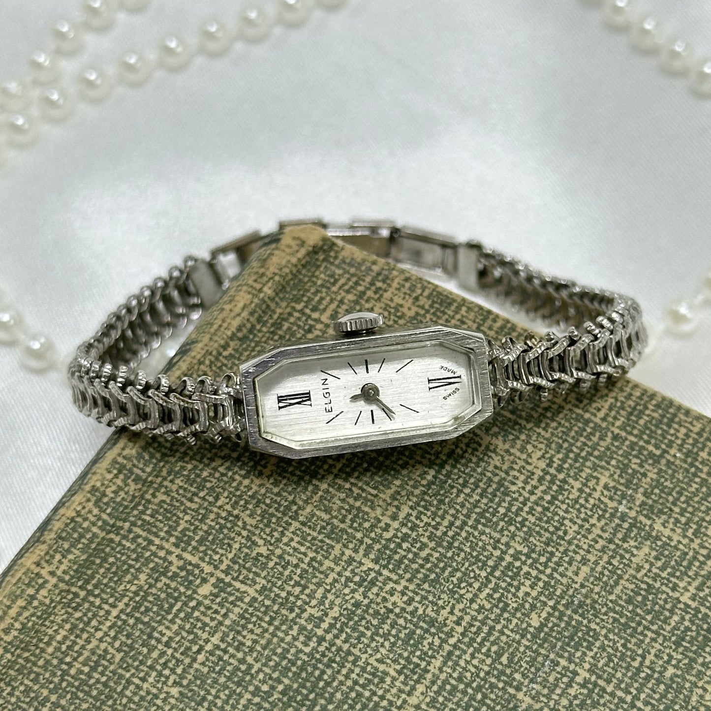 Dainty Vintage Wind-Up Elgin Watch with Roman Numeral Markers