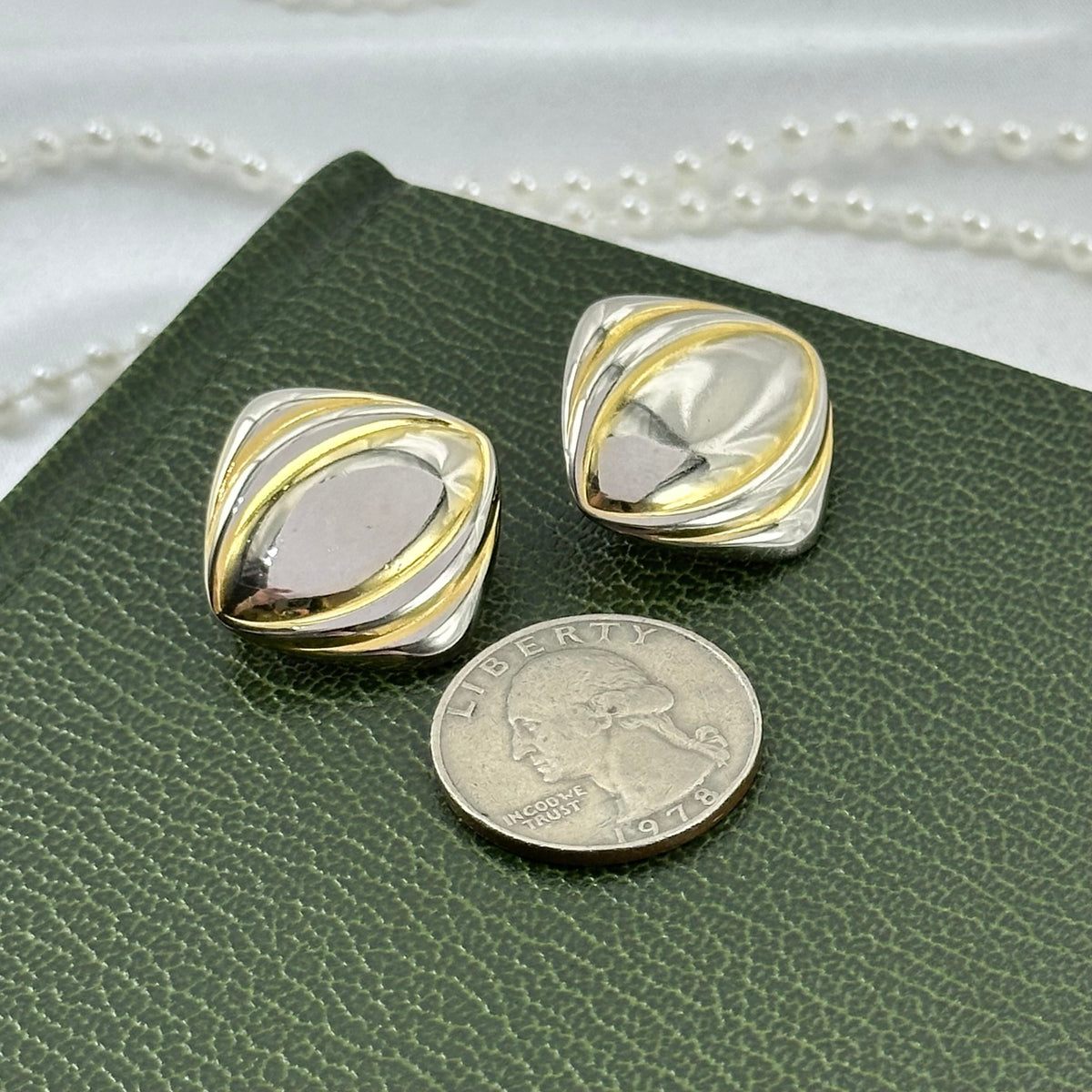 Chunky Gold Vintage Clip On Earrings
