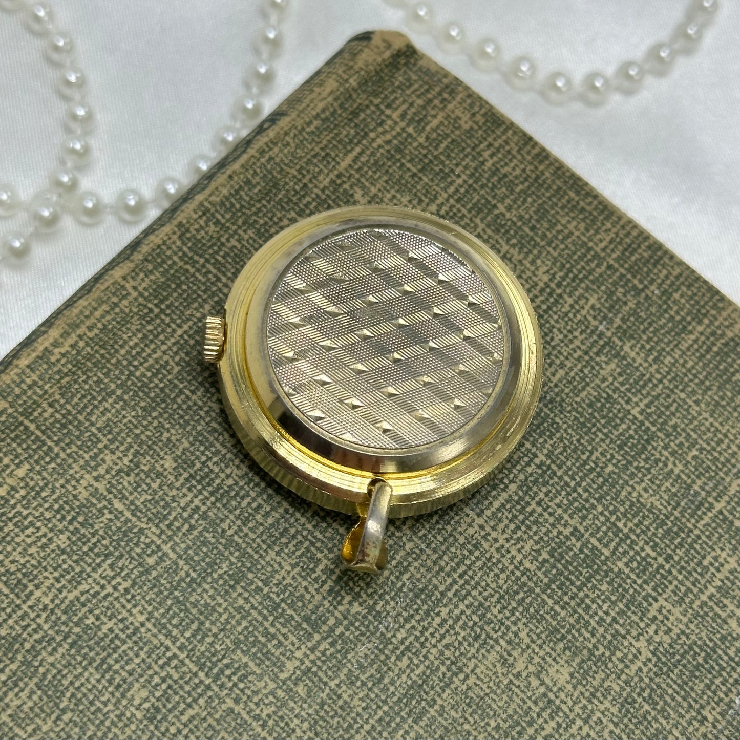 Vintage Round Gold Wind-Up Watch Pendant