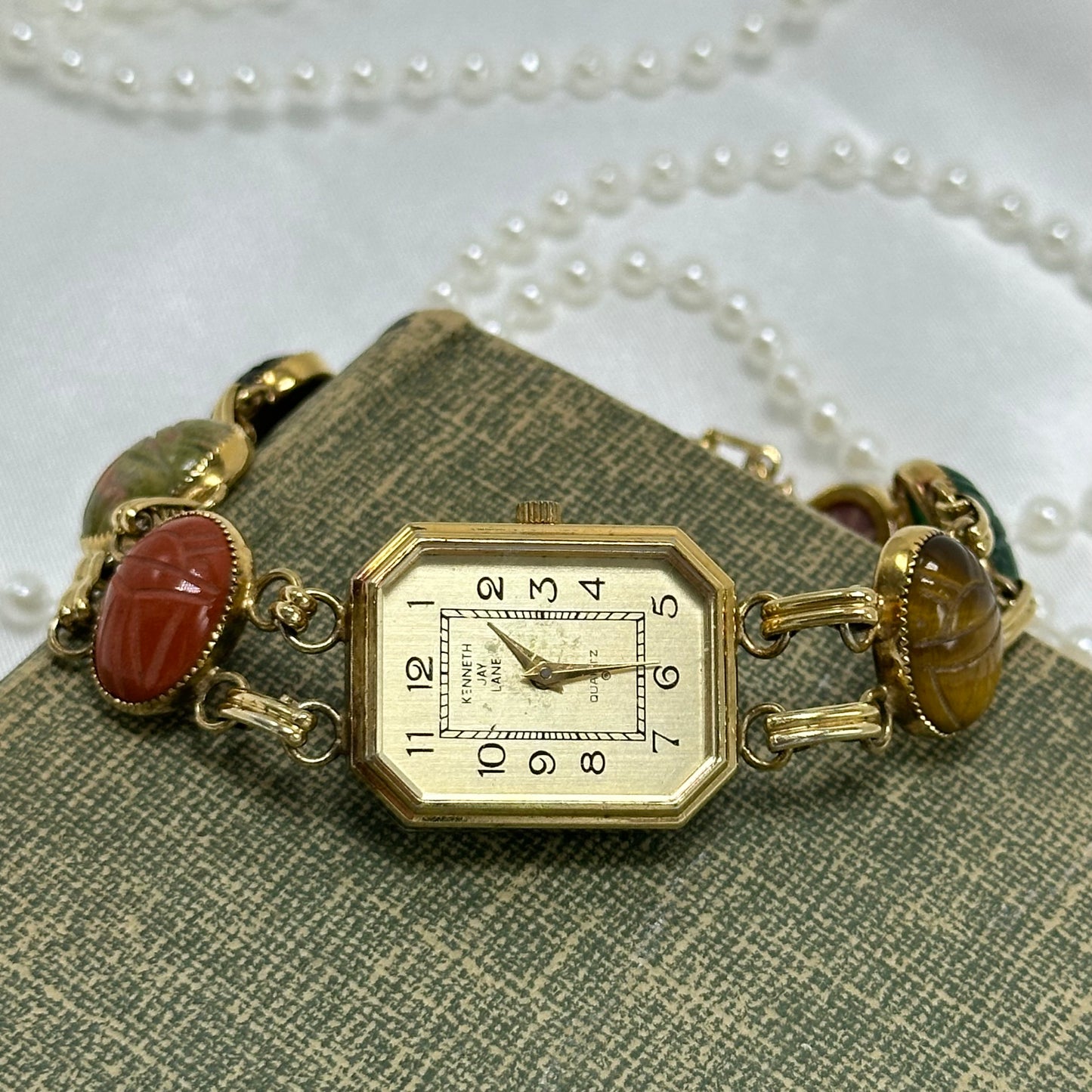 Gold Kenneth Jay Lane Scarab Watch