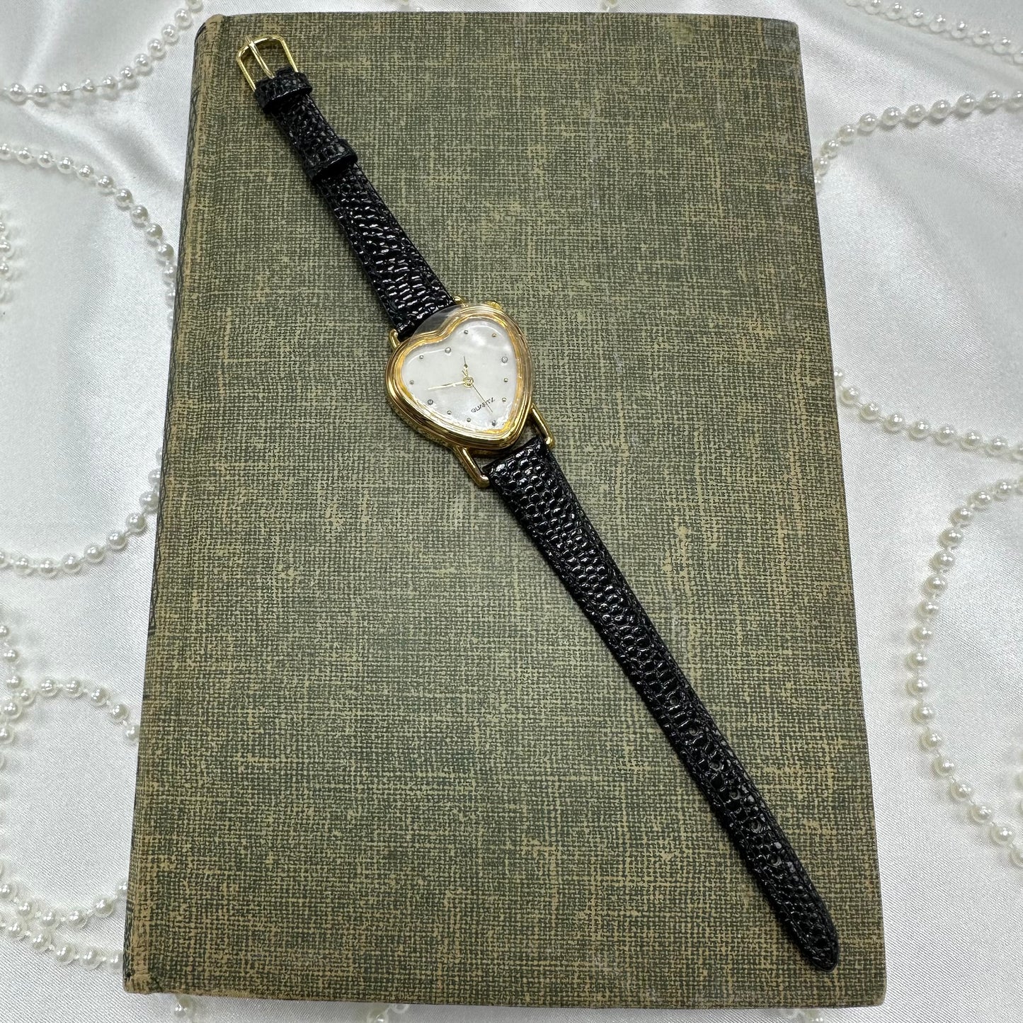 Vintage Avon Gold Heart Watch with Mother of Pearl Dial