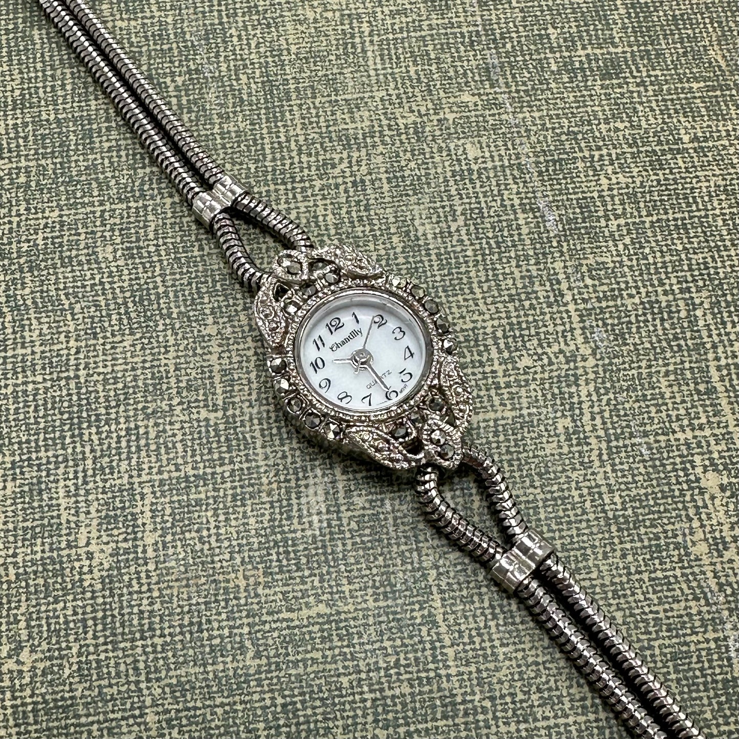 Vintage Silver Marcasite Art Deco Style Watch