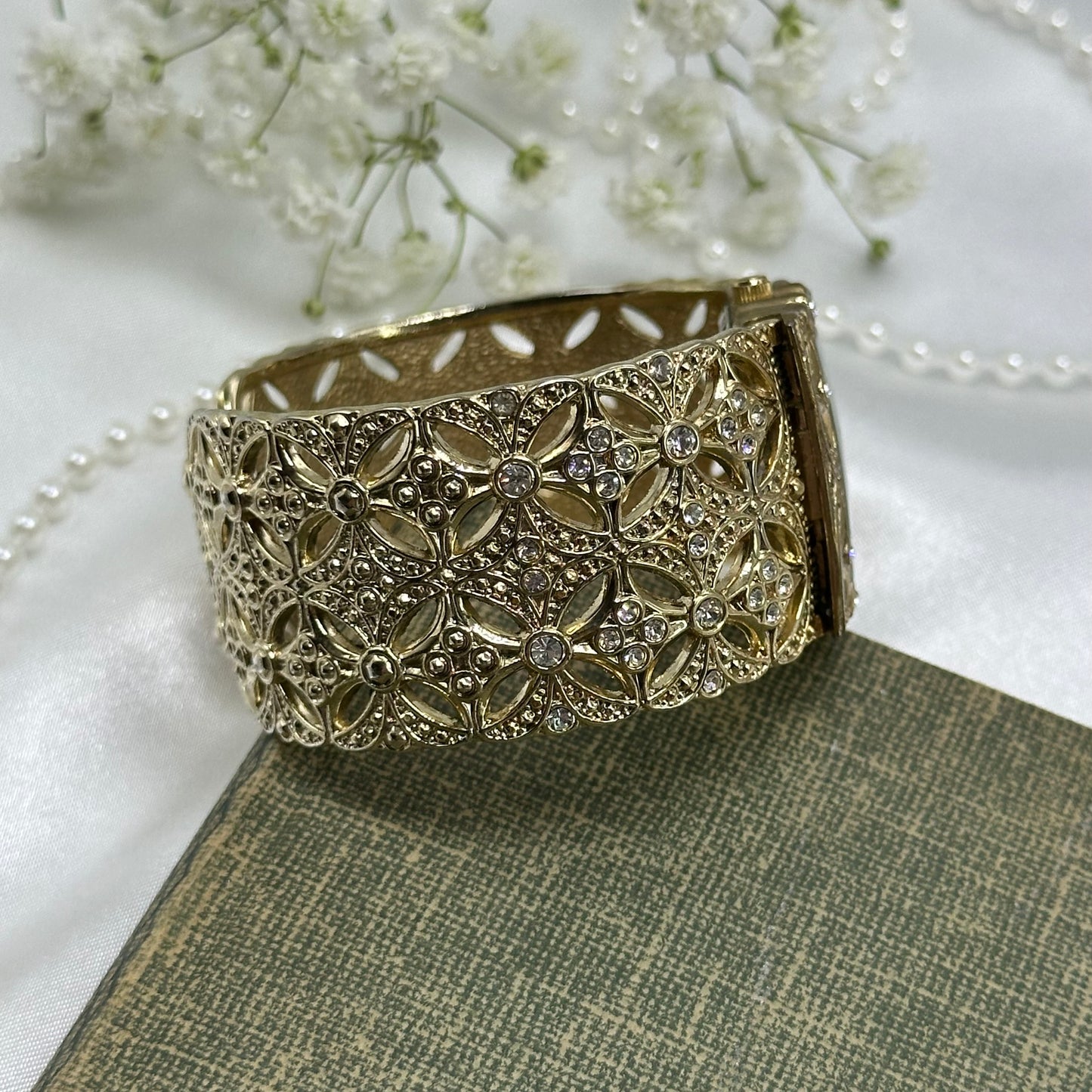 Gold Diamanté Cuff Watch