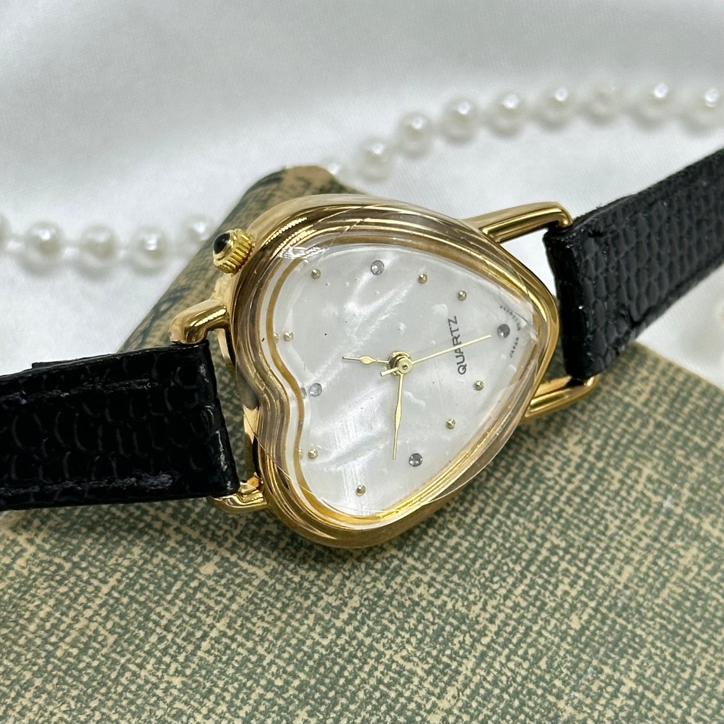 Vintage Avon Gold Heart Watch with Mother of Pearl Dial