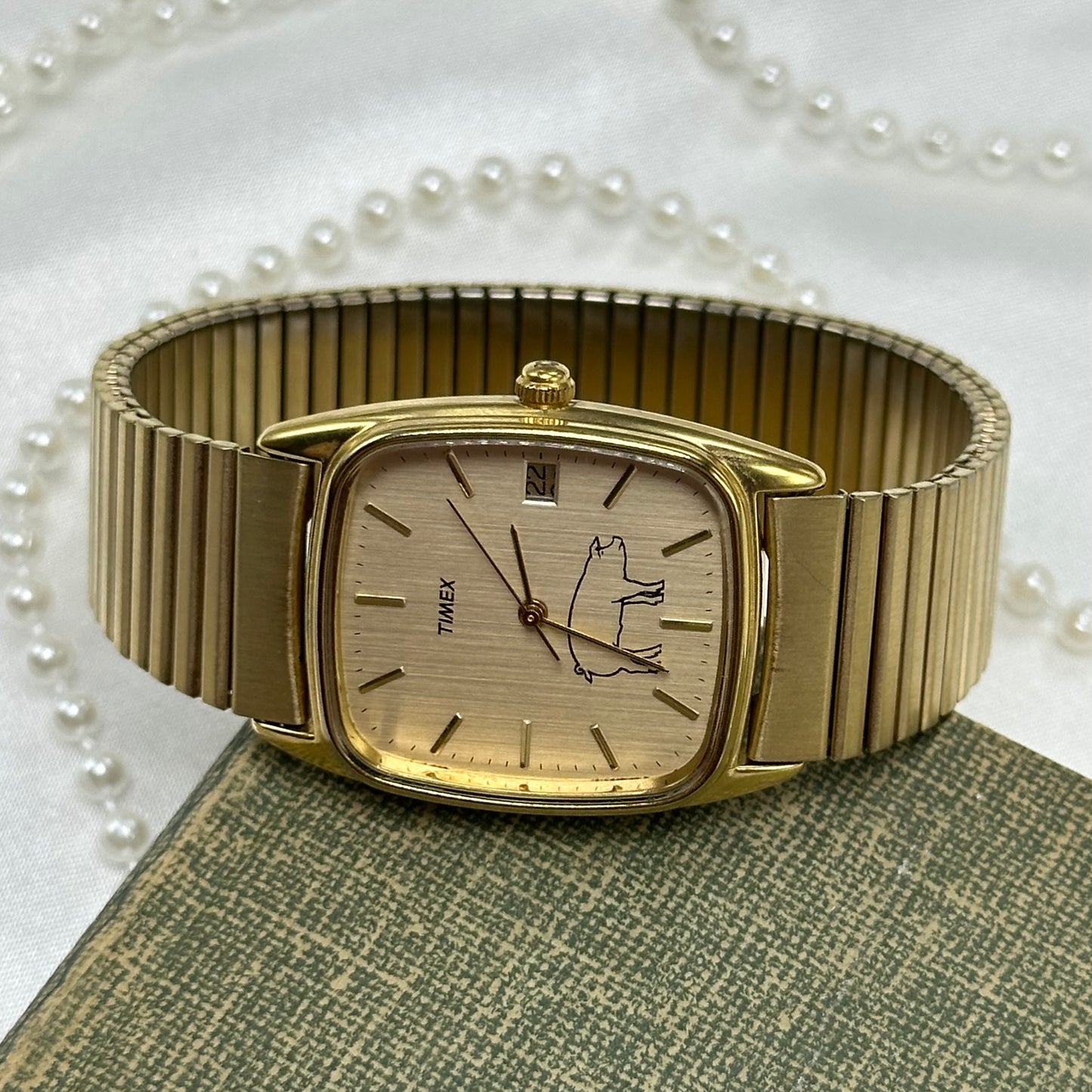 Rare Gold Timex with Pig Dial