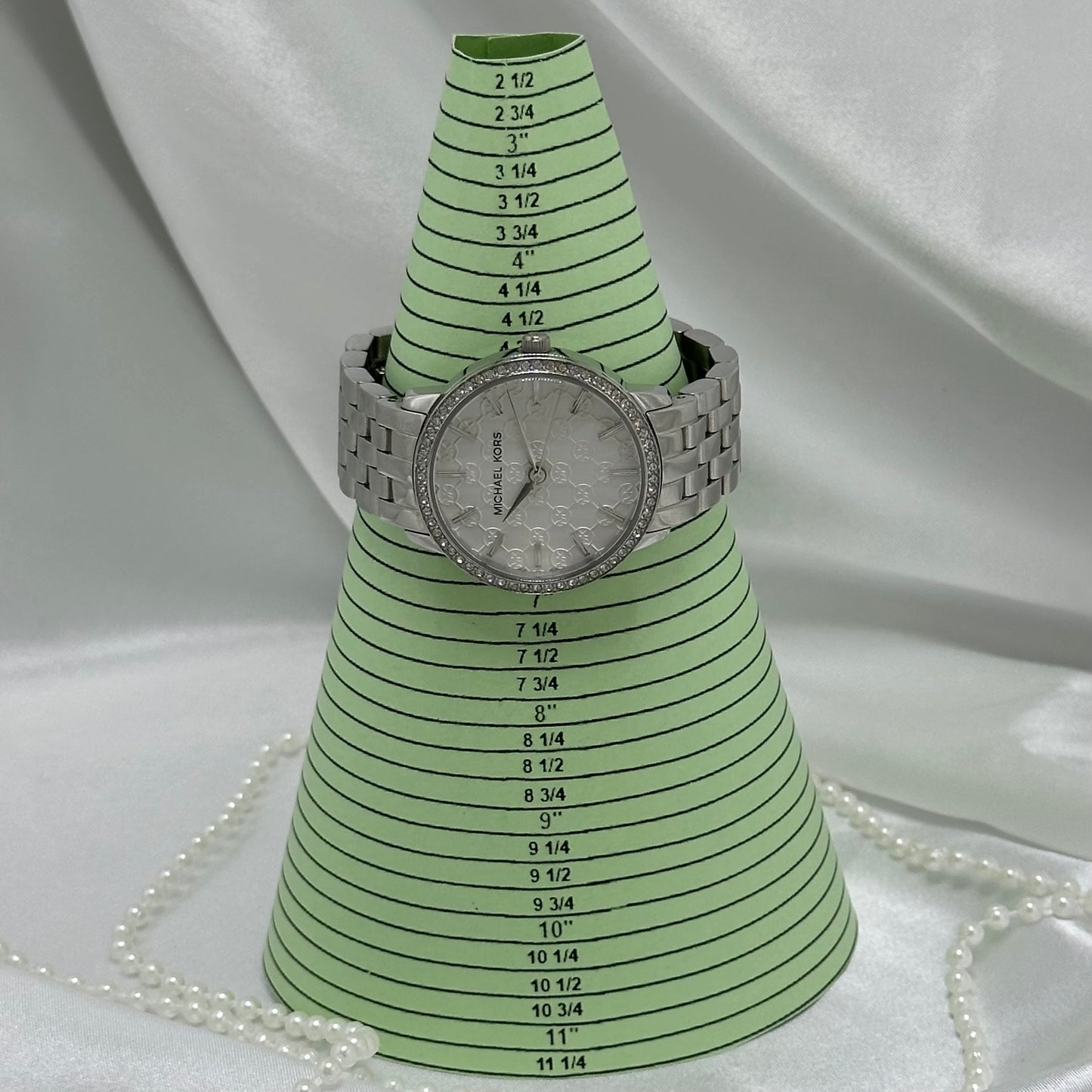 Vintage Silver Michael Kors Watch with Round Diamanté Dial
