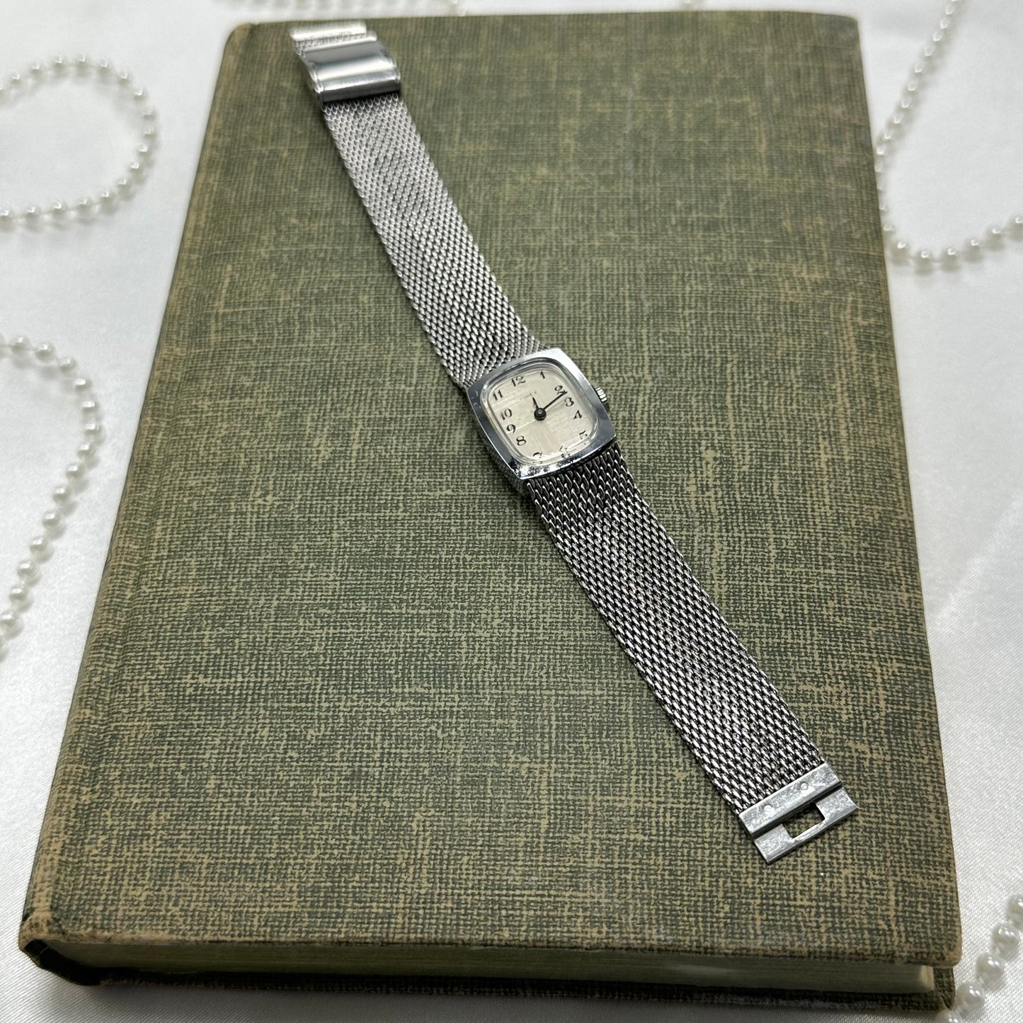 Vintage Silver Wind-Up Timex with Mesh Band