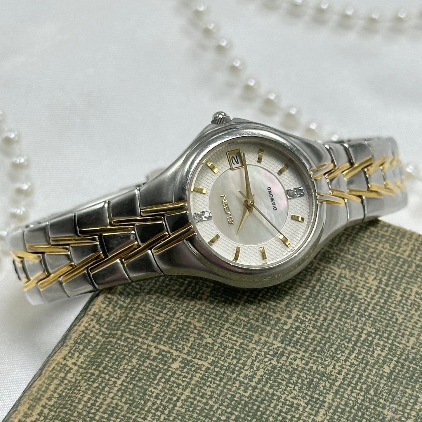 Two-Tone Elgin Watch with Mother of Pearl Dial