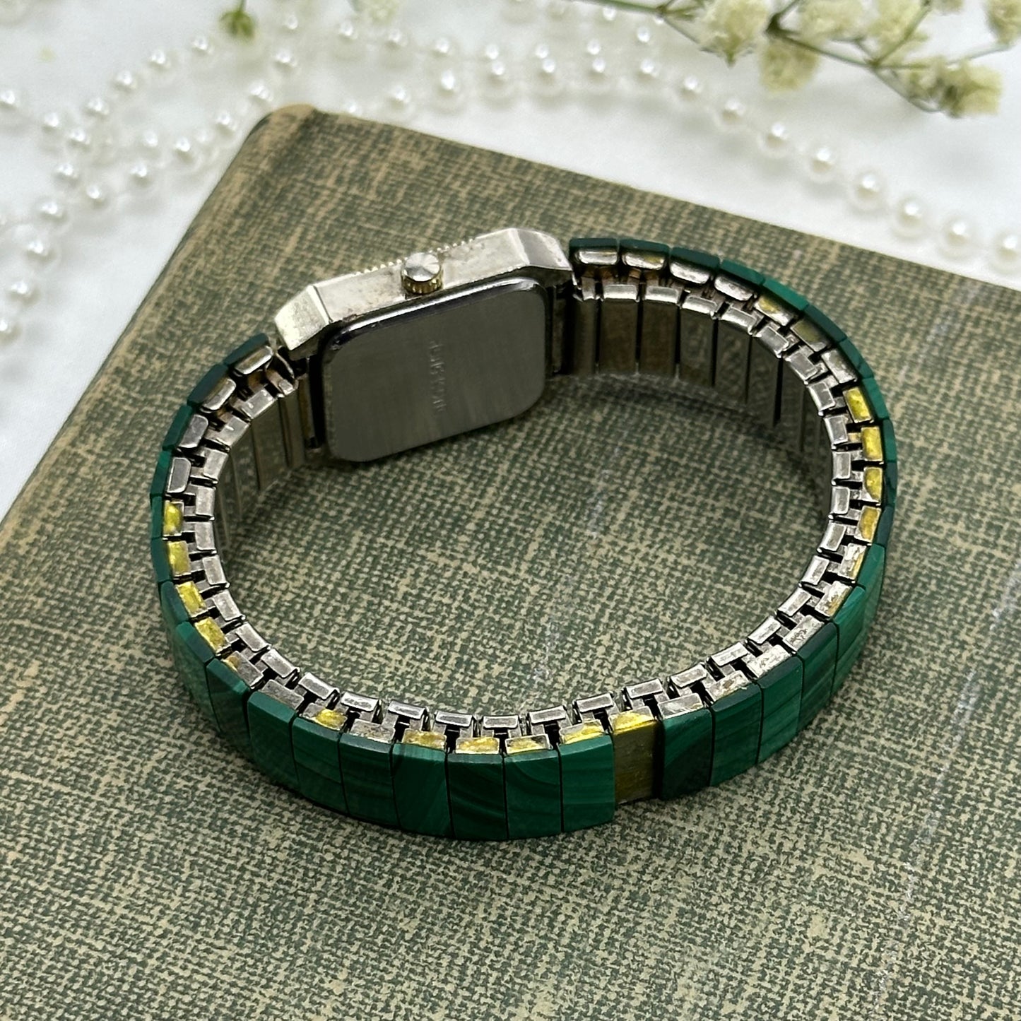 Green and Gold Malachite Watch