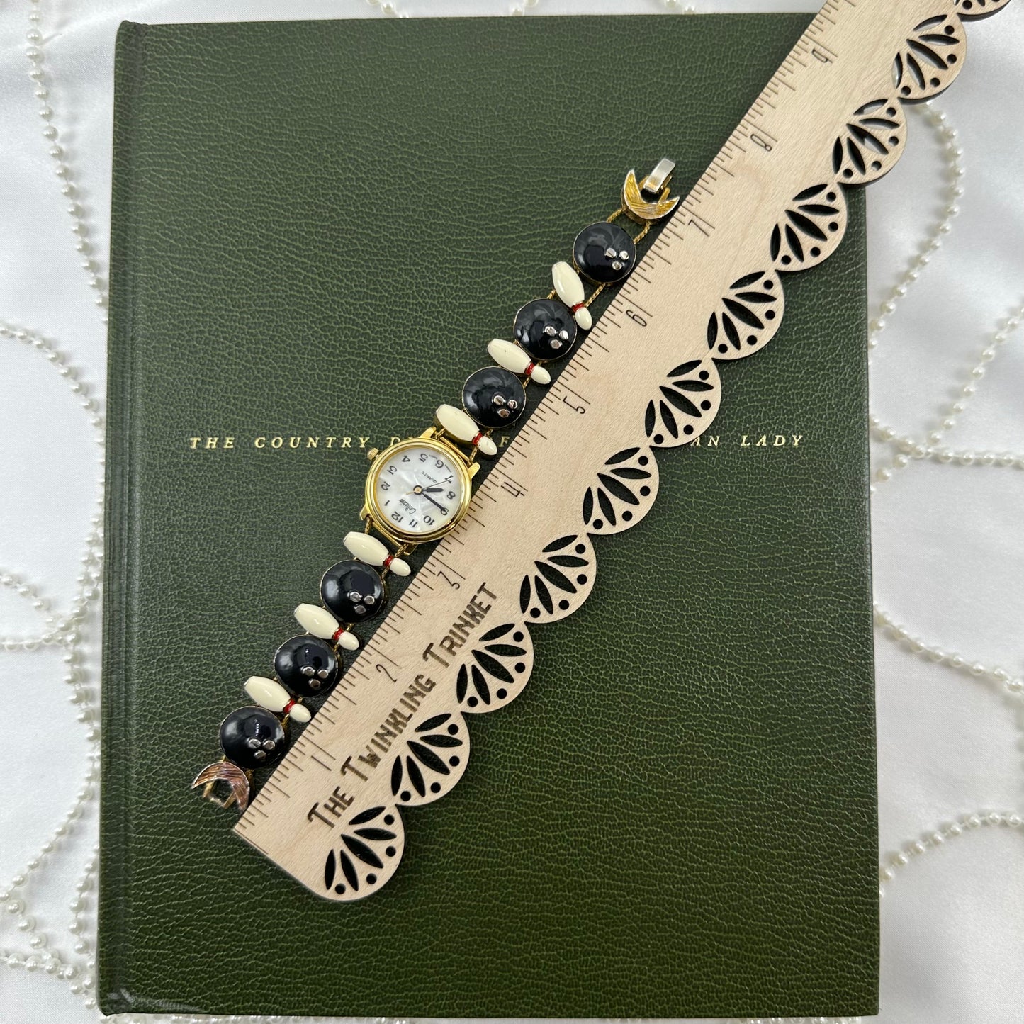 Rare Bowling Slide Charm Watch with Mother of Pearl Dial