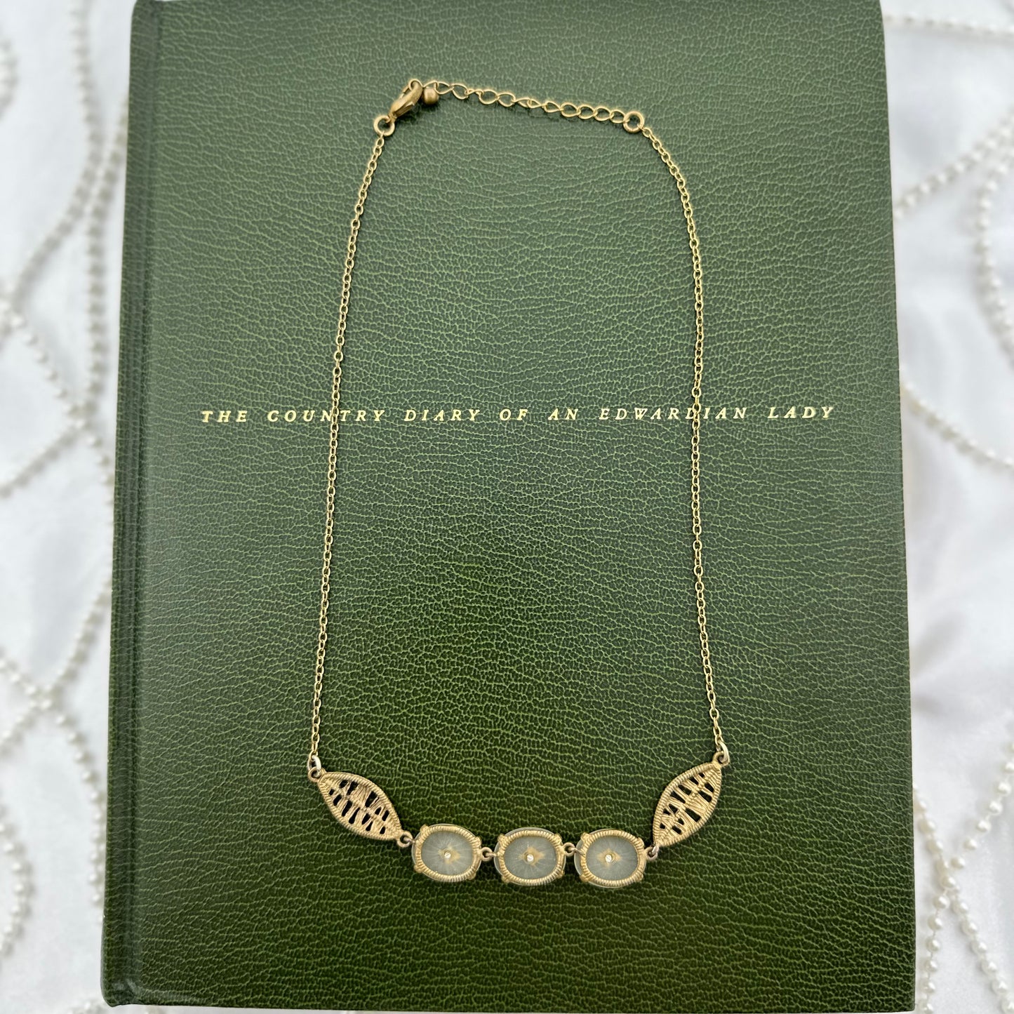 Gold Art Deco Camphor Glass Necklace