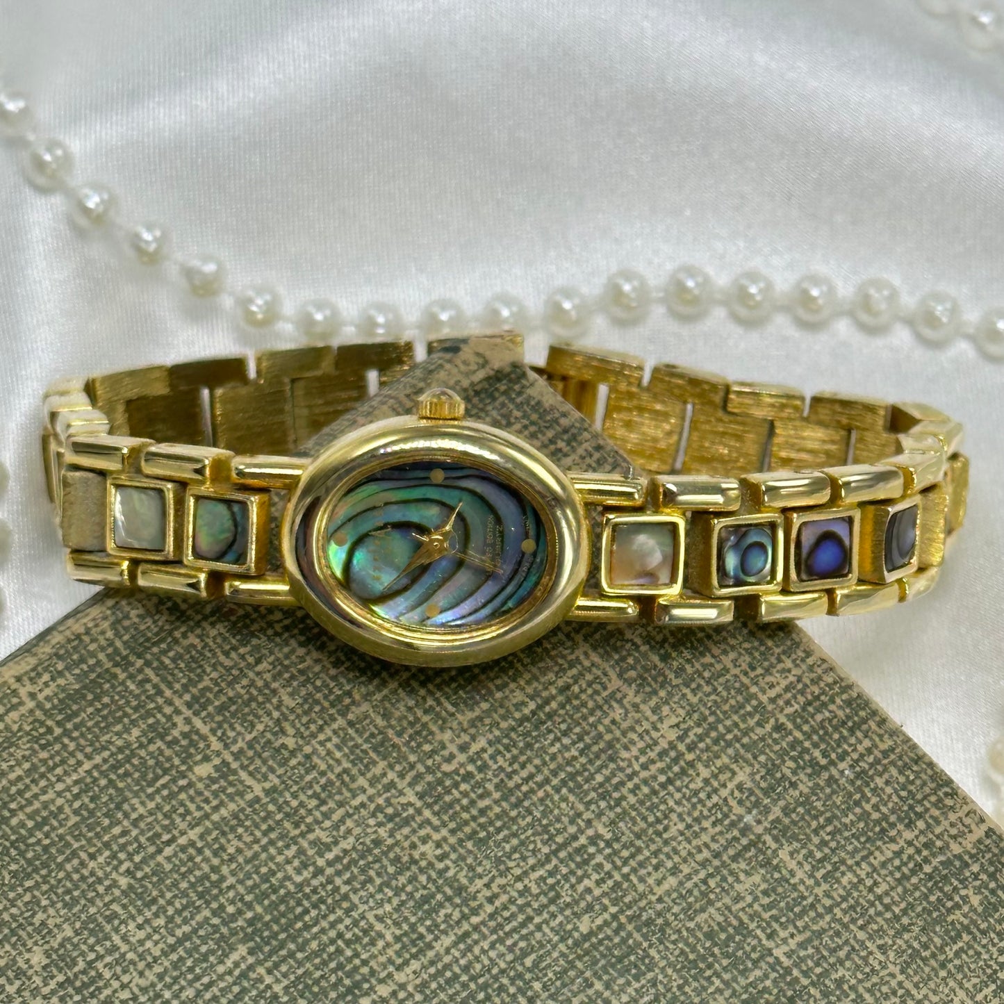 Oval Dial Gold Abalone Watch