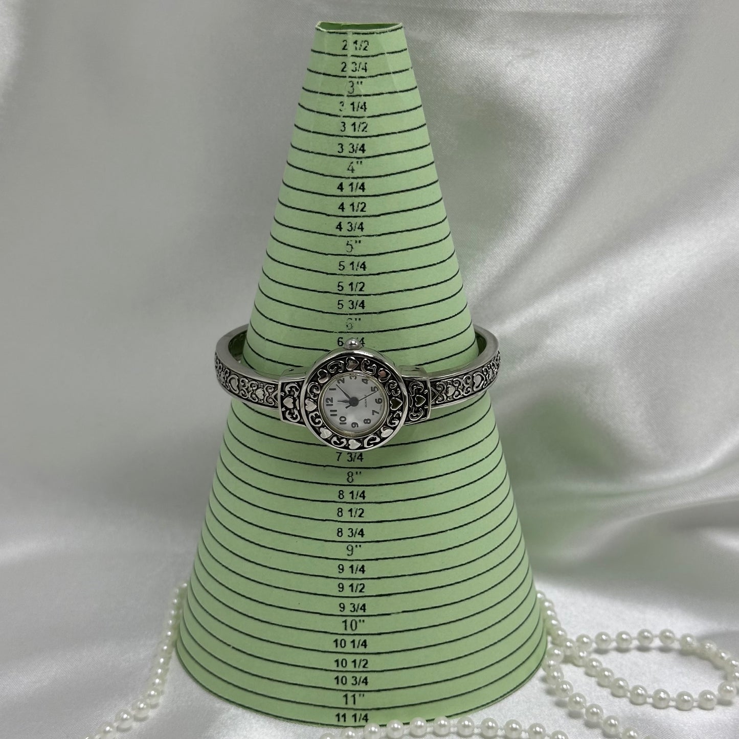 Silver Hearts Cuff Watch