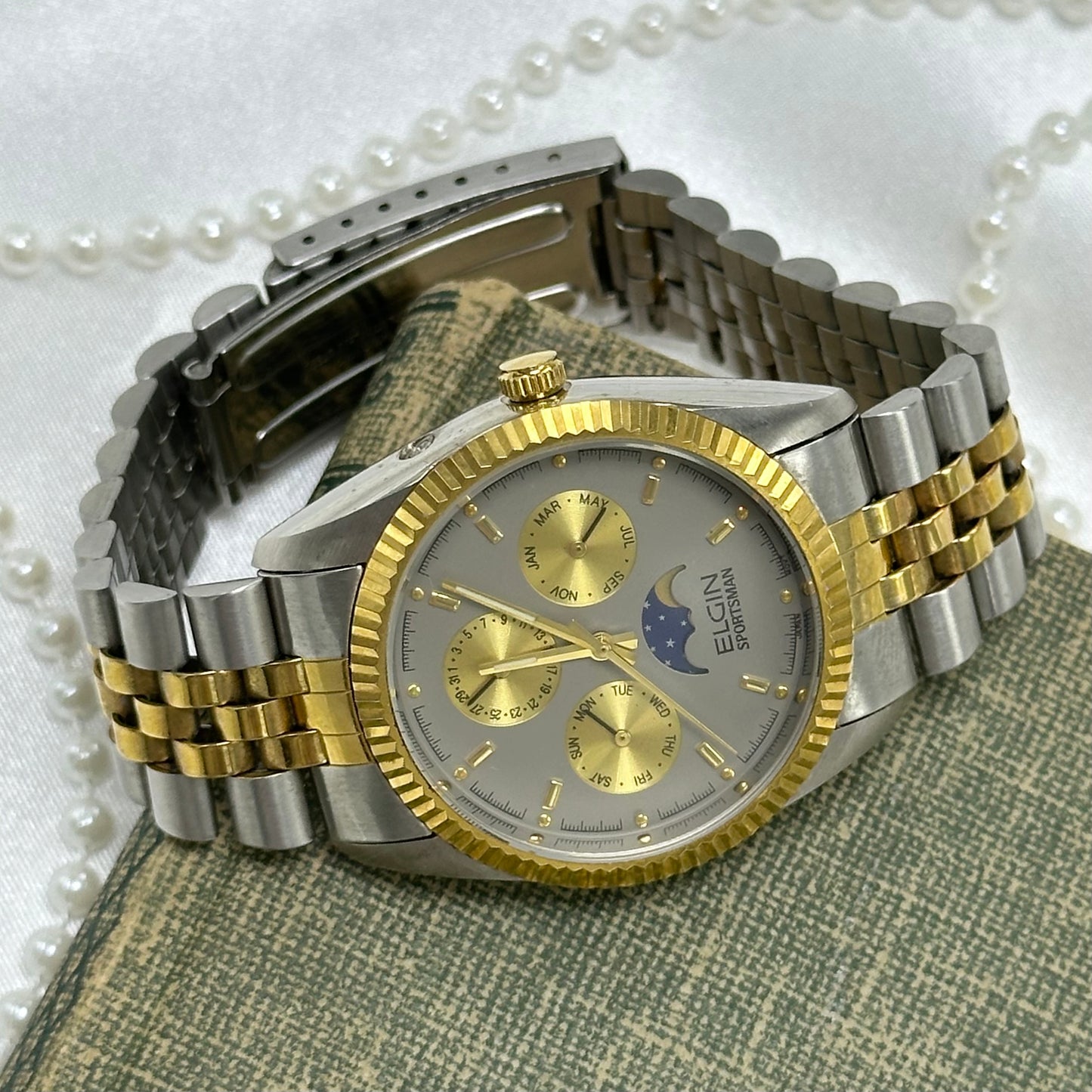 Two-Tone Moonphase Elgin Watch