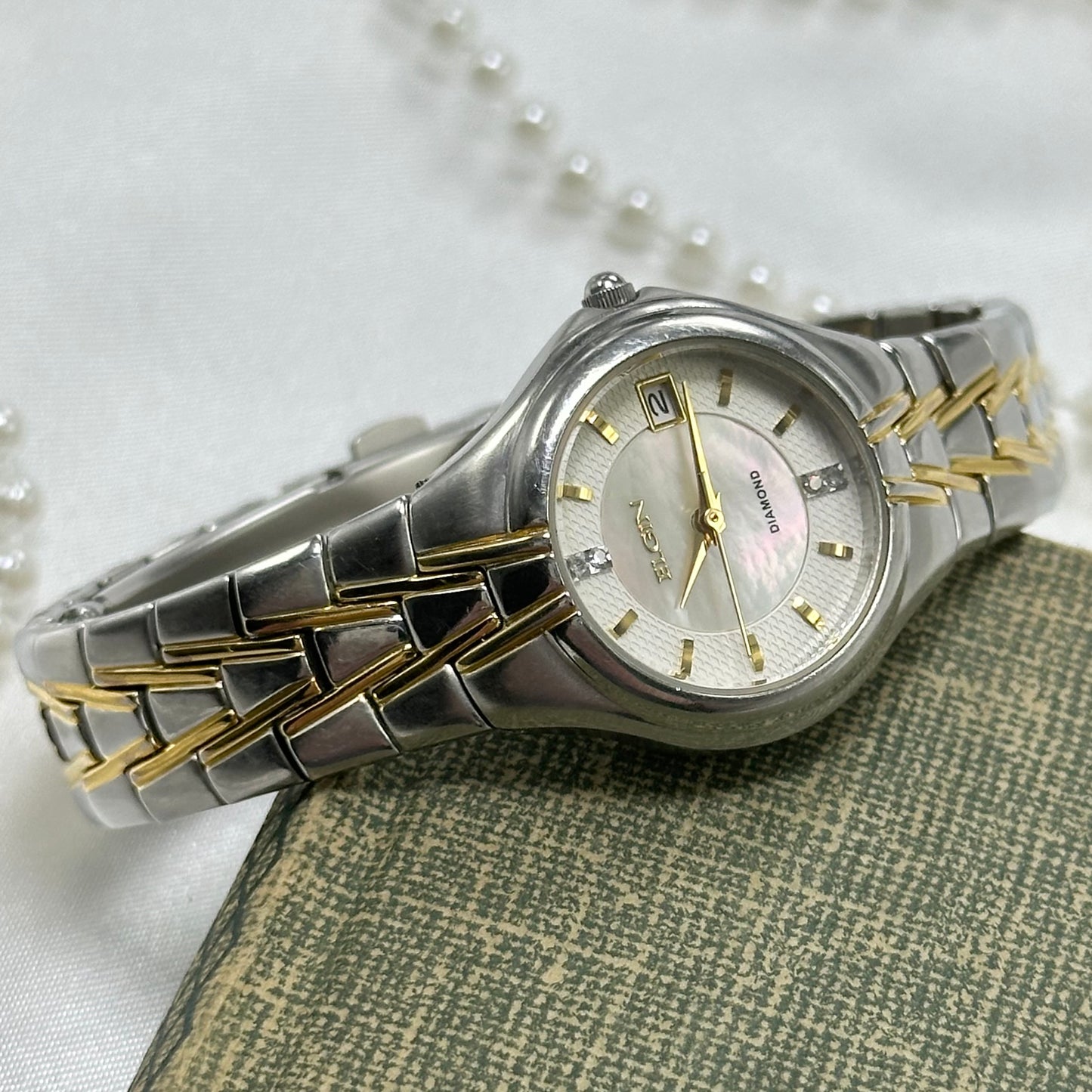 Two-Tone Elgin Watch with Mother of Pearl Dial