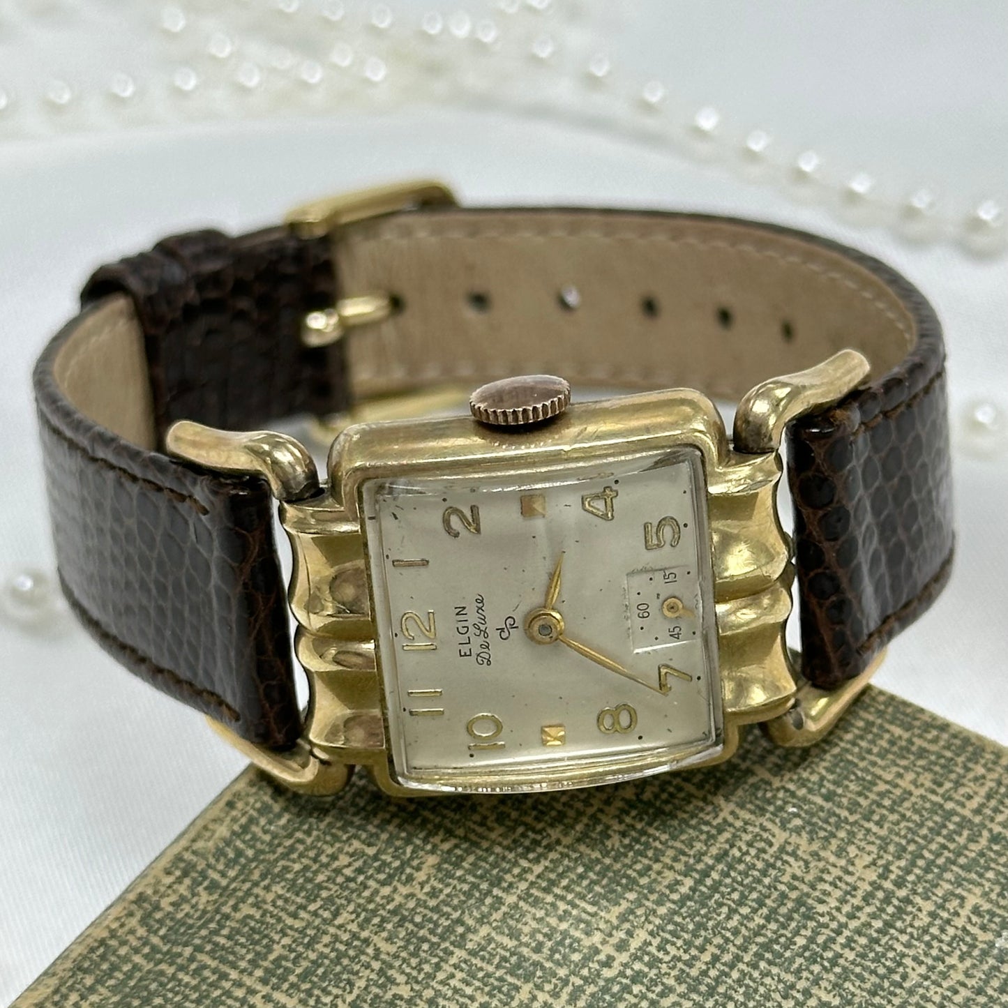 1951 Vintage 10k GF Wind-Up Elgin De Luxe Square Dial Watch