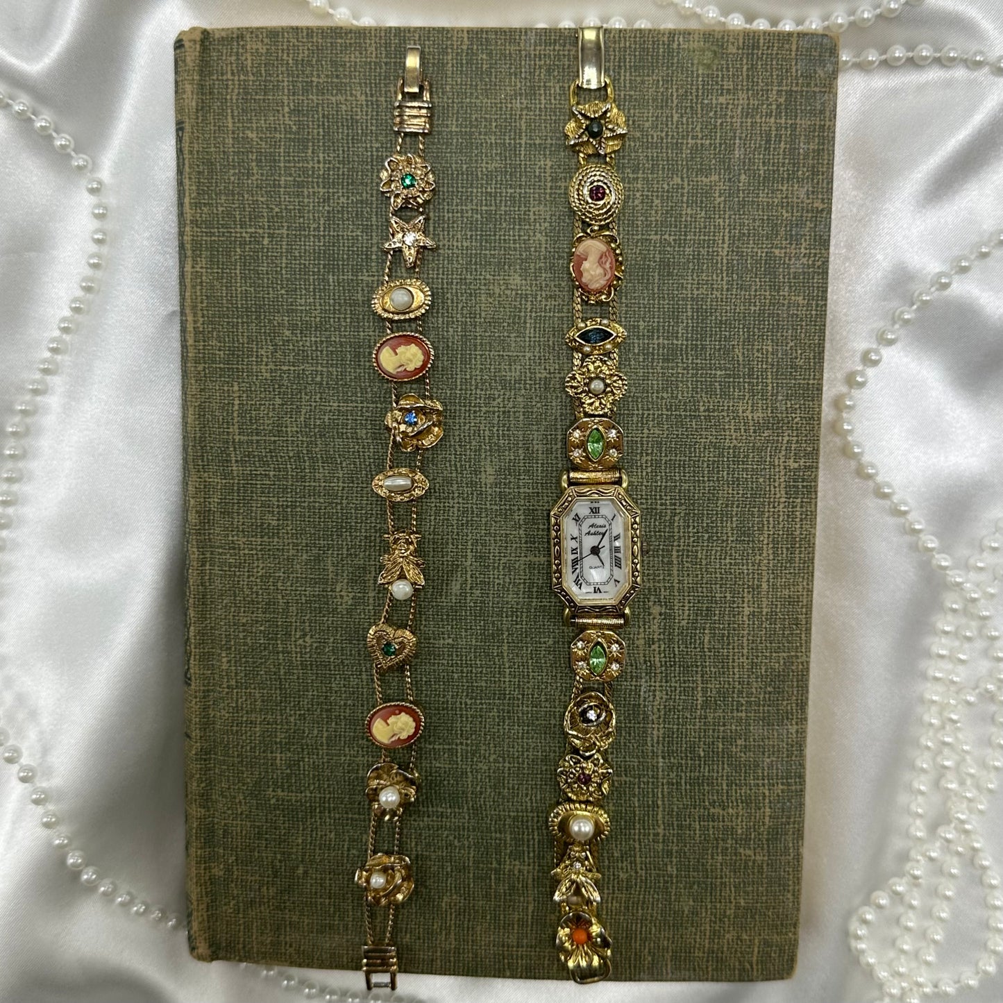 Vintage Cameo Watch and Bracelet Set