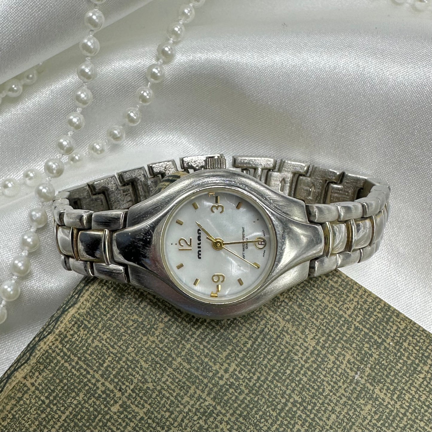 Silver Watch with Round Mother of Pearl Dial