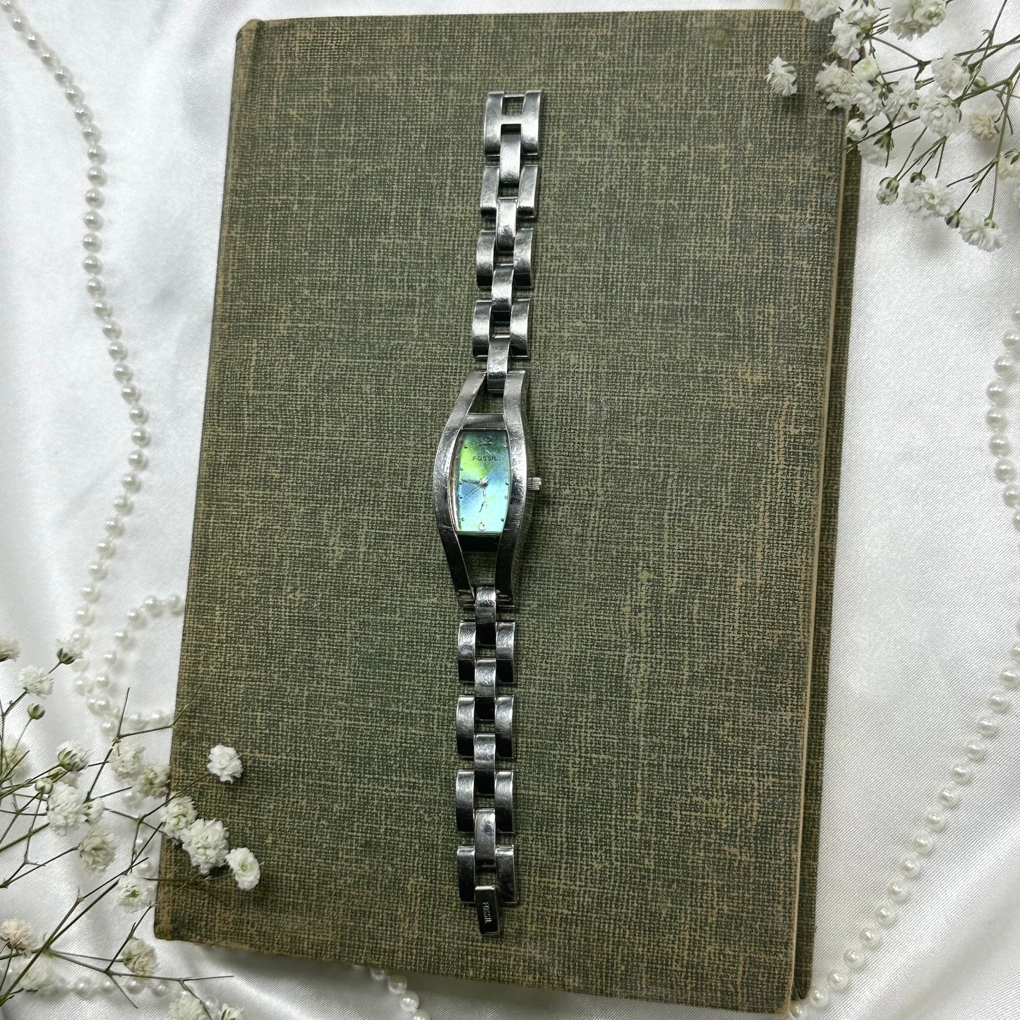 Blue and Green Iridescent Dial Fossil Watch