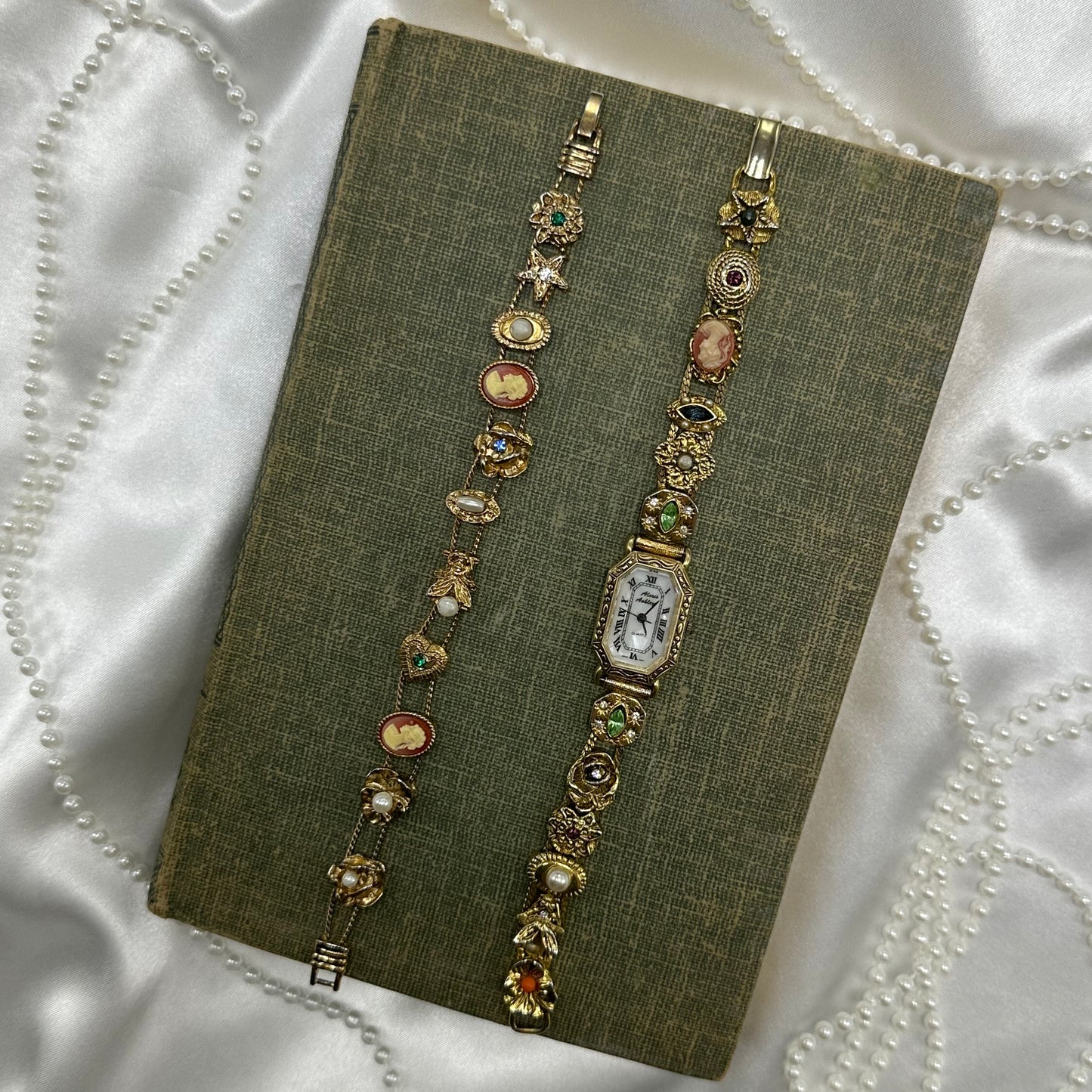Vintage Cameo Watch and Bracelet Set