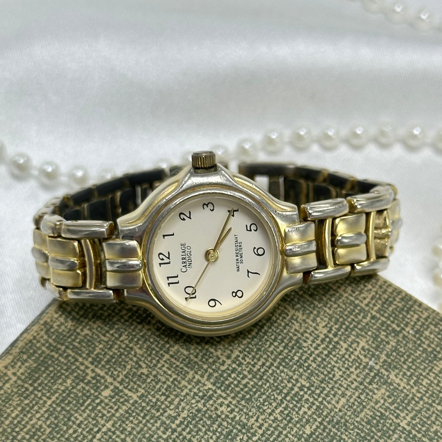 Two-Tone Carriage Indiglo Watch with Glow Dial