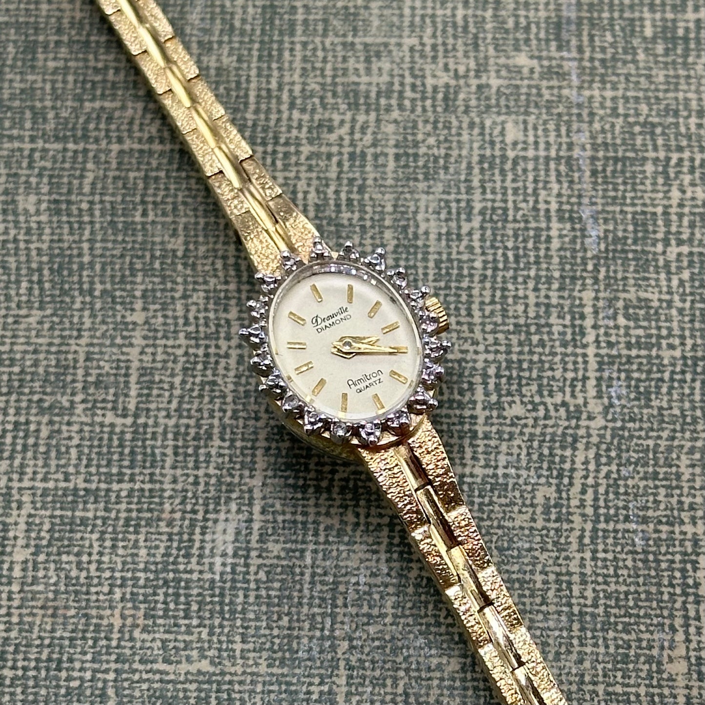 Dainty Vintage Gold Diamanté Deauville Diamond Watch