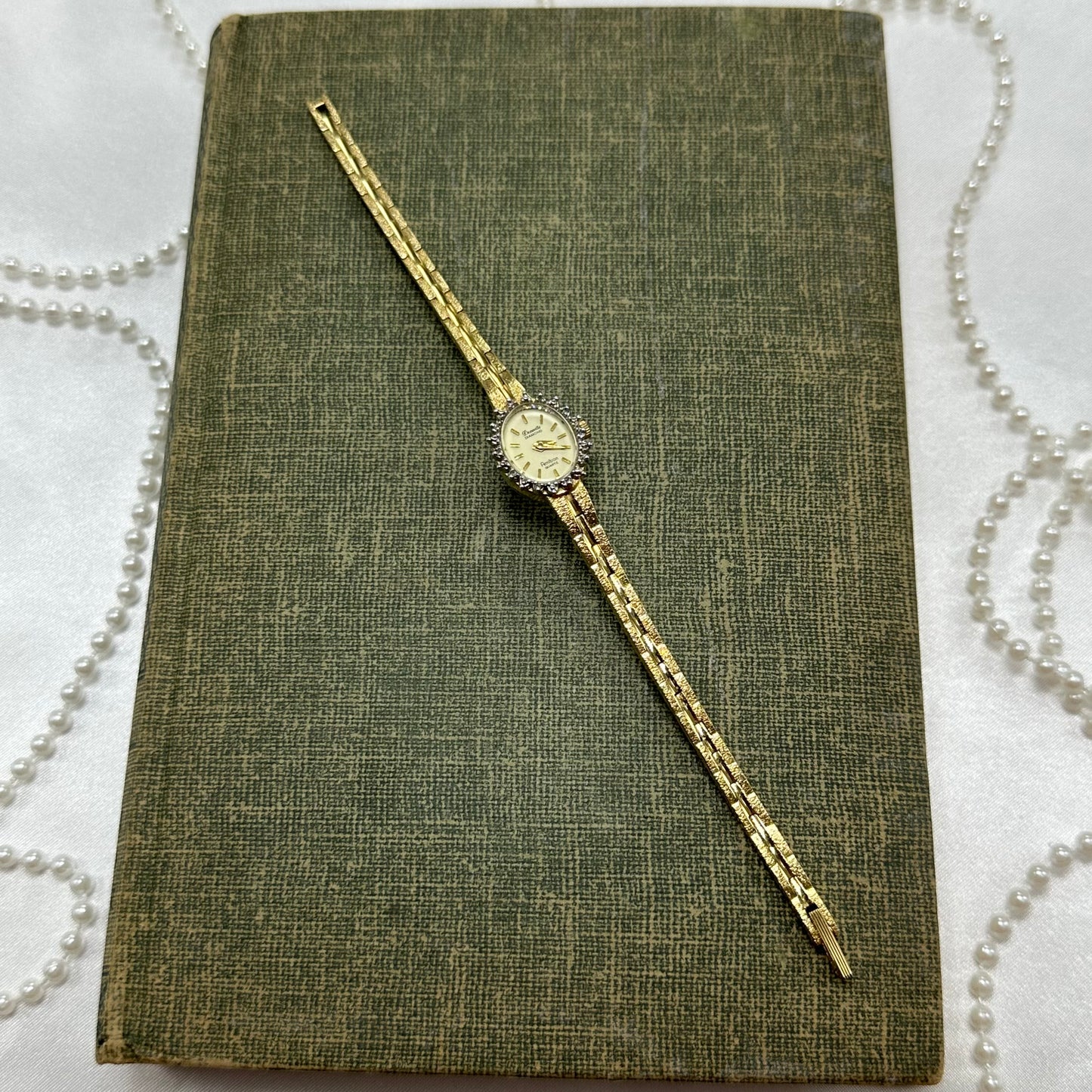 Dainty Vintage Gold Diamanté Deauville Diamond Watch