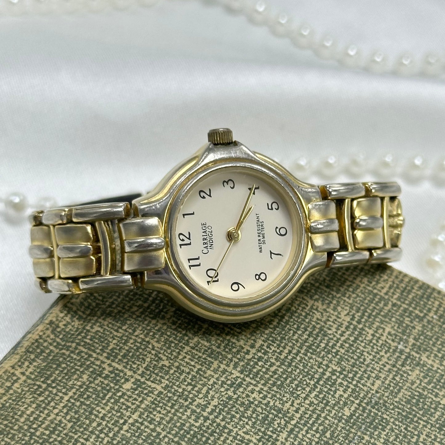 Two-Tone Carriage Indiglo Watch with Glow Dial