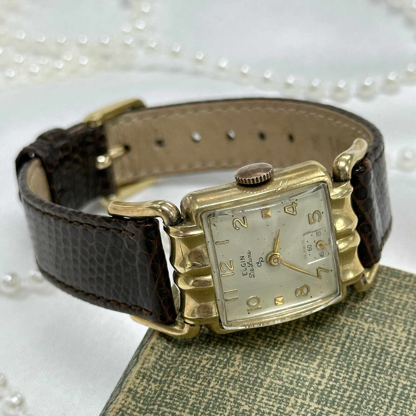 1951 Vintage 10k GF Wind-Up Elgin De Luxe Square Dial Watch
