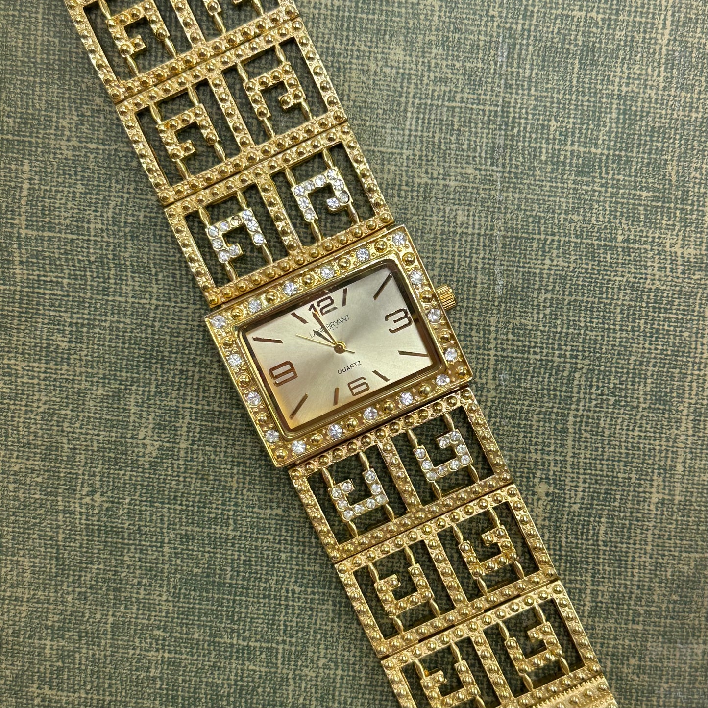Chunky Gold Crystal Bezel Bracelet Watch