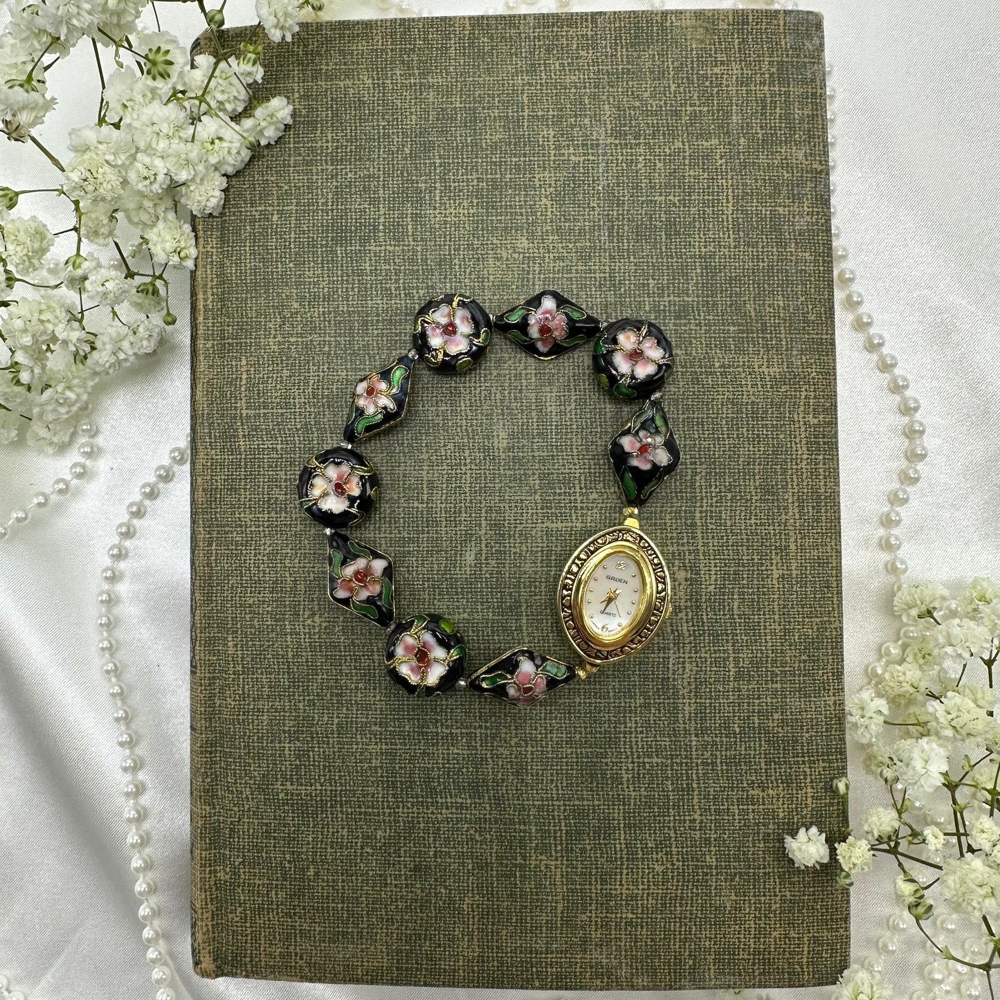 Cloisonné Beaded Bracelet Gruen Watch