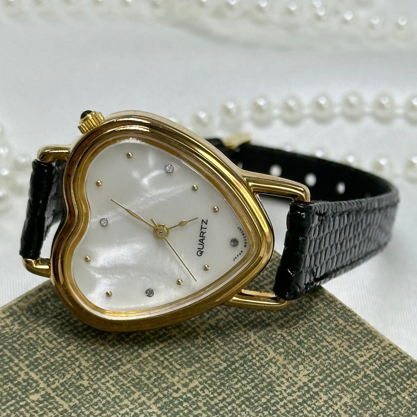 Vintage Avon Gold Heart Watch with Mother of Pearl Dial