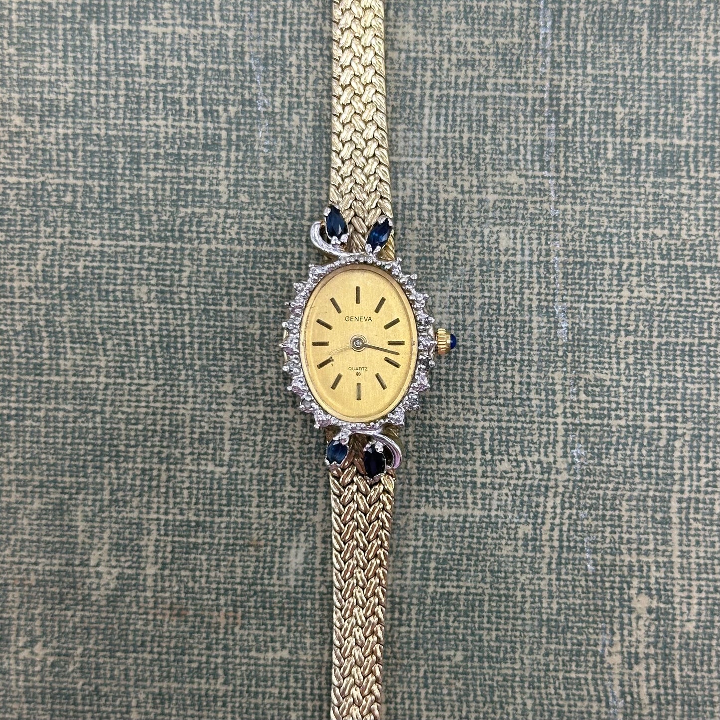 Gold Watch with Blue Stones