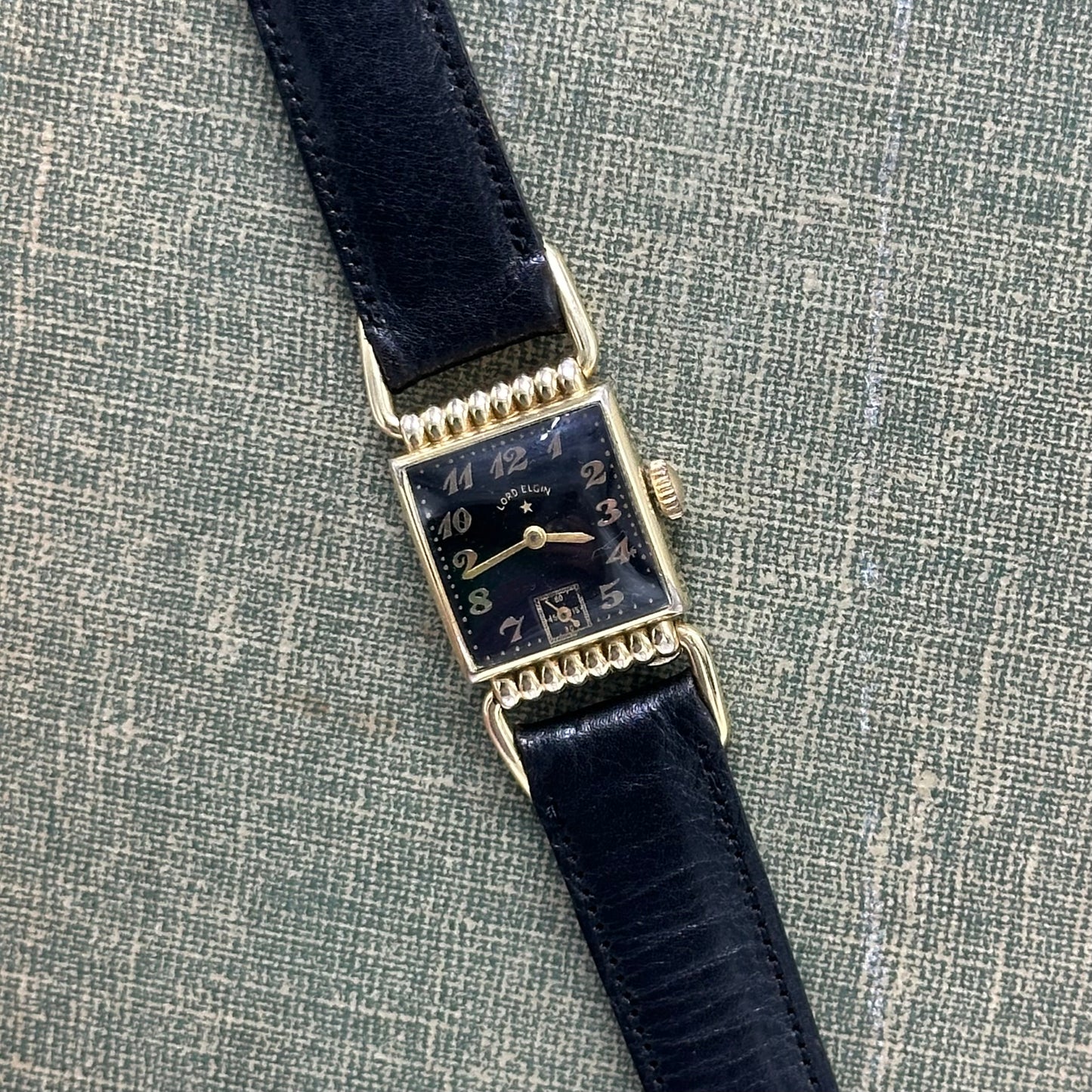 1950's Vintage 14k GF Lord Elgin Black Dial Watch