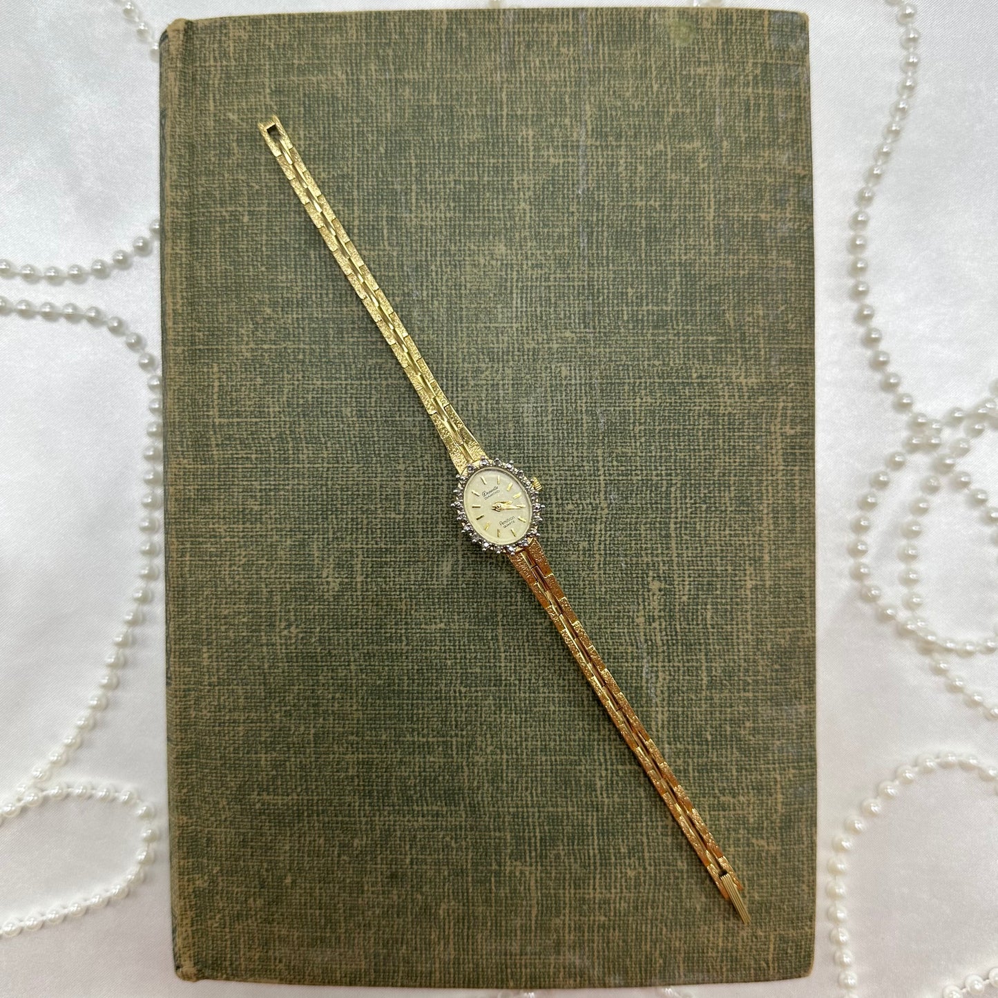 Dainty Vintage Gold Diamanté Deauville Diamond Watch