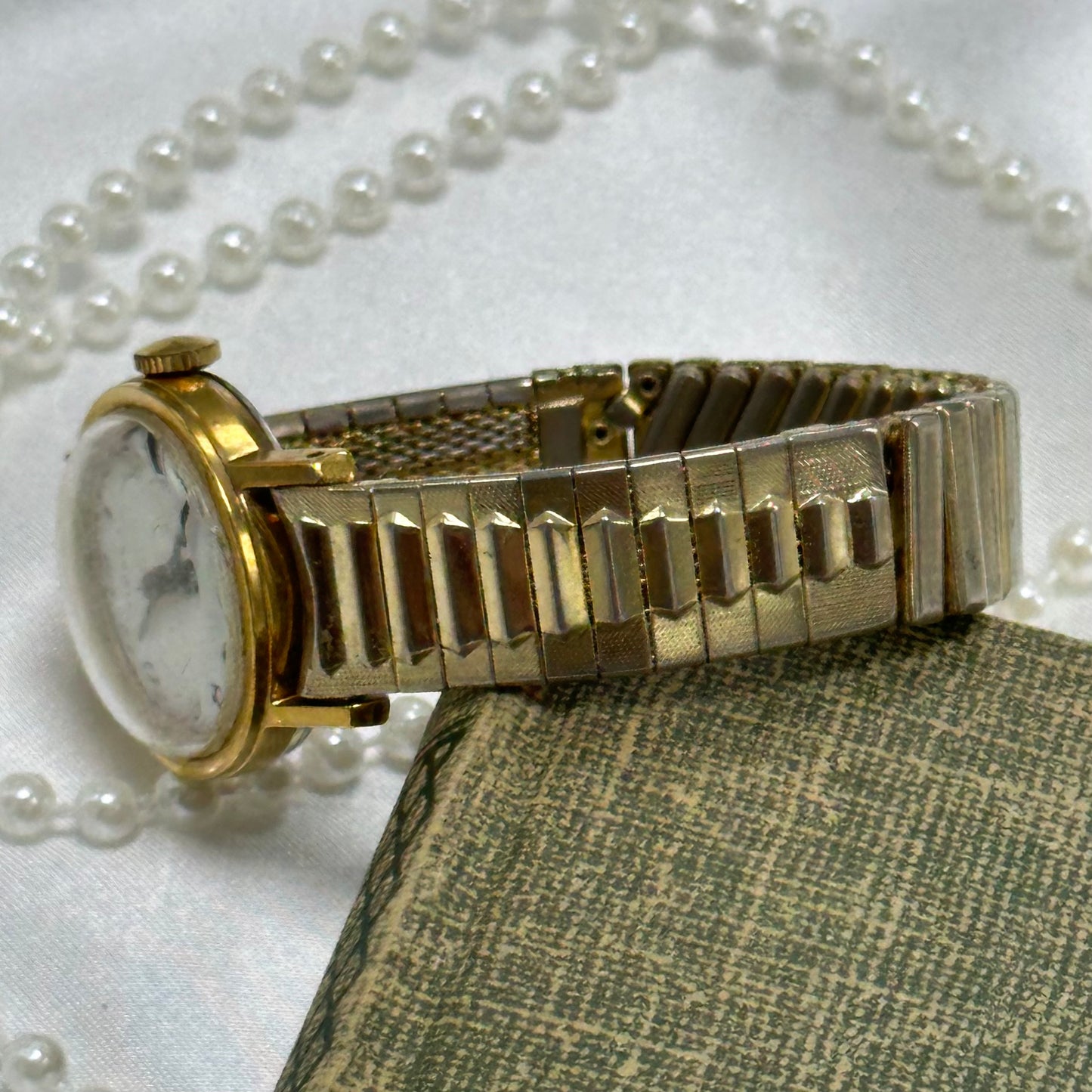 Gold Round Dial Timex Watch with Date Display