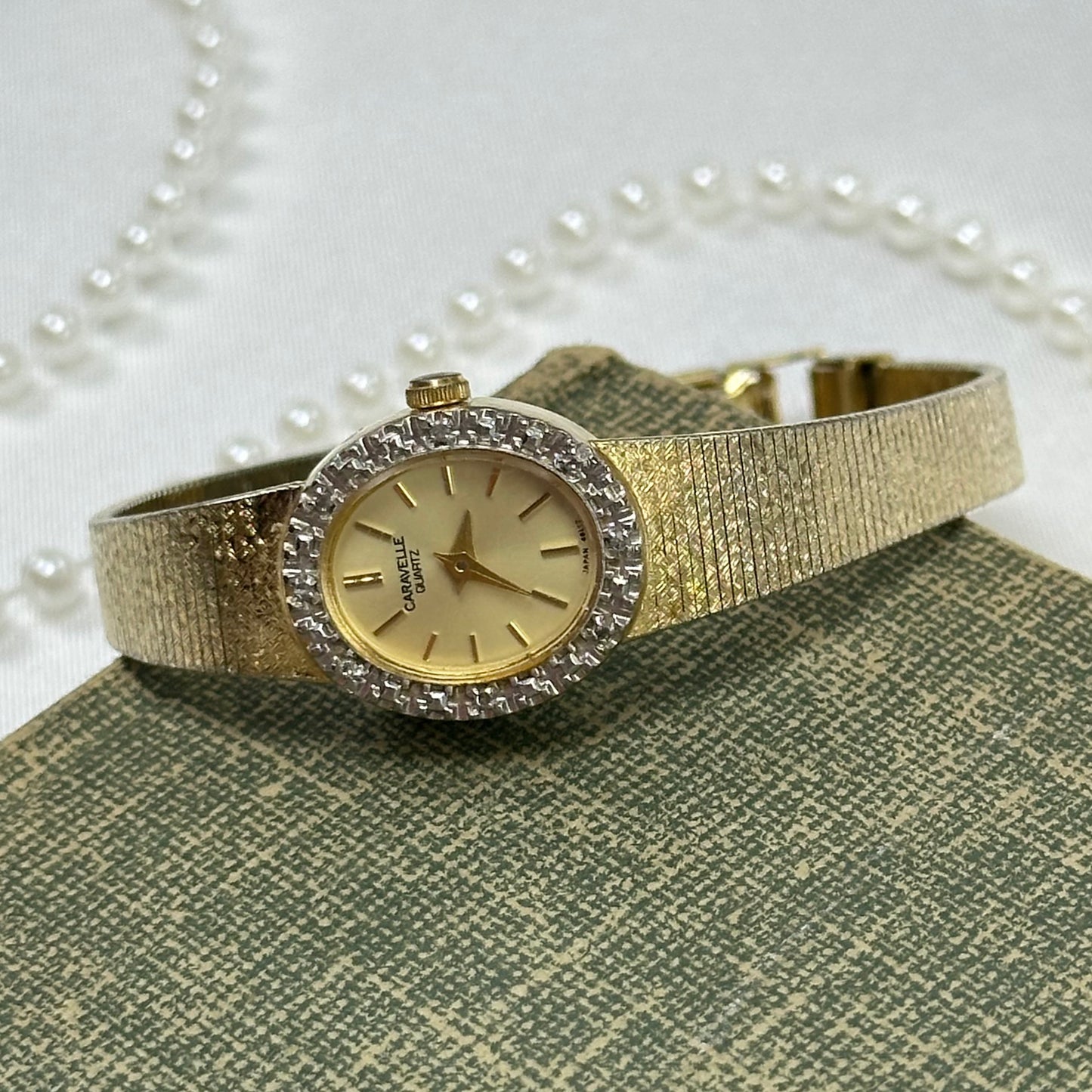 Dainty Gold Diamanté Caravelle Watch