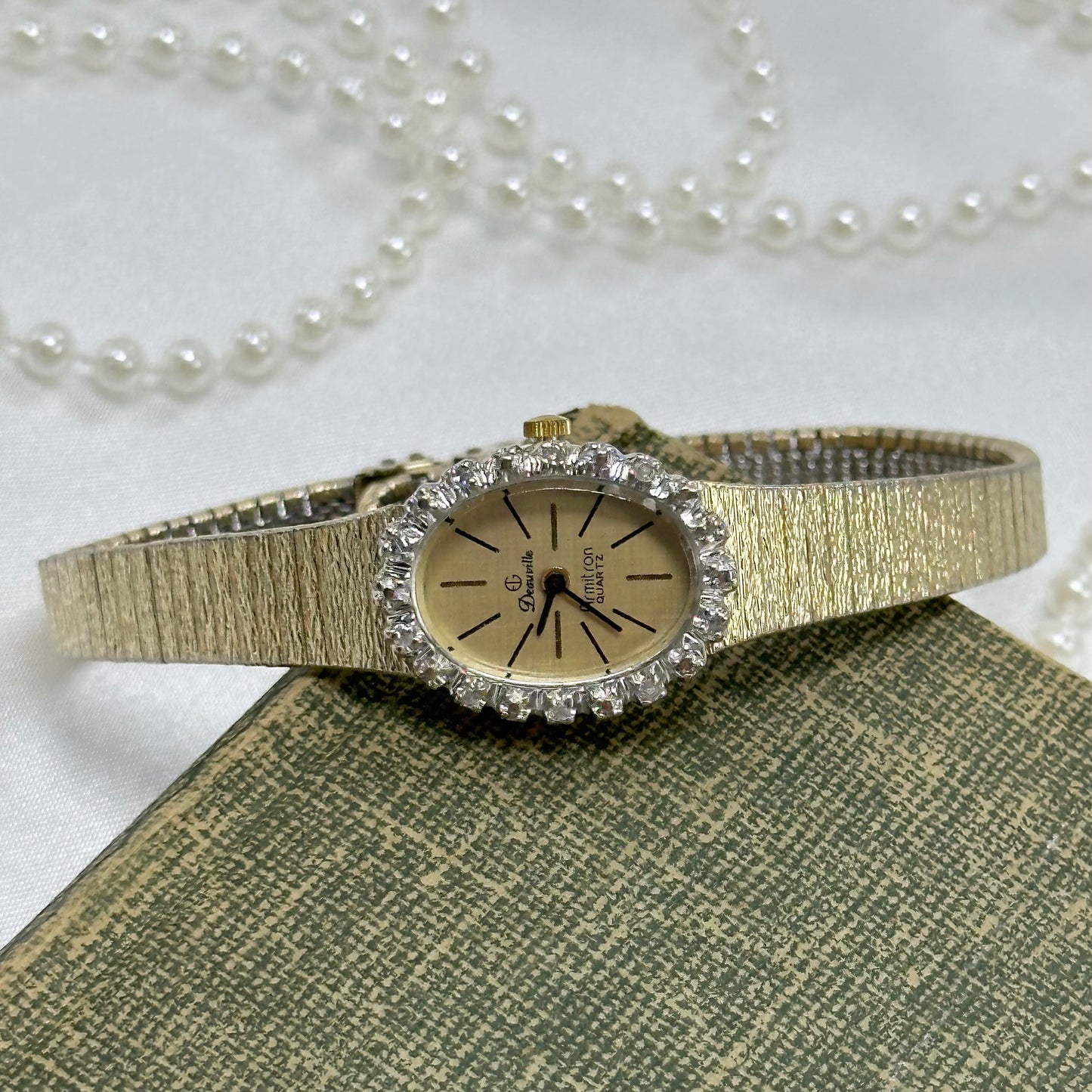 Gold Diamanté Deauville Oval Dial Watch