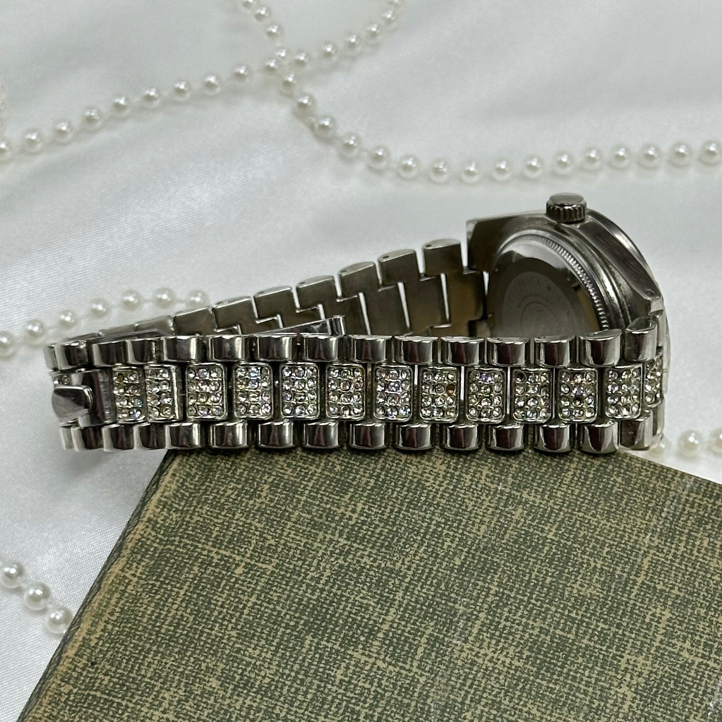 Silver Iced Out Geneva Watch