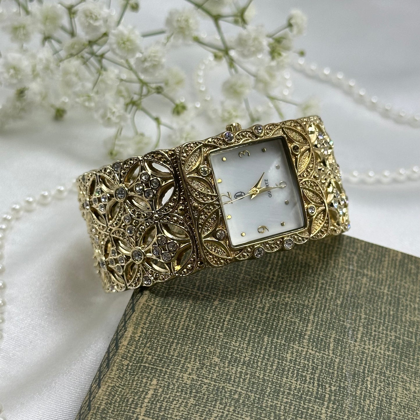 Gold Diamanté Cuff Watch