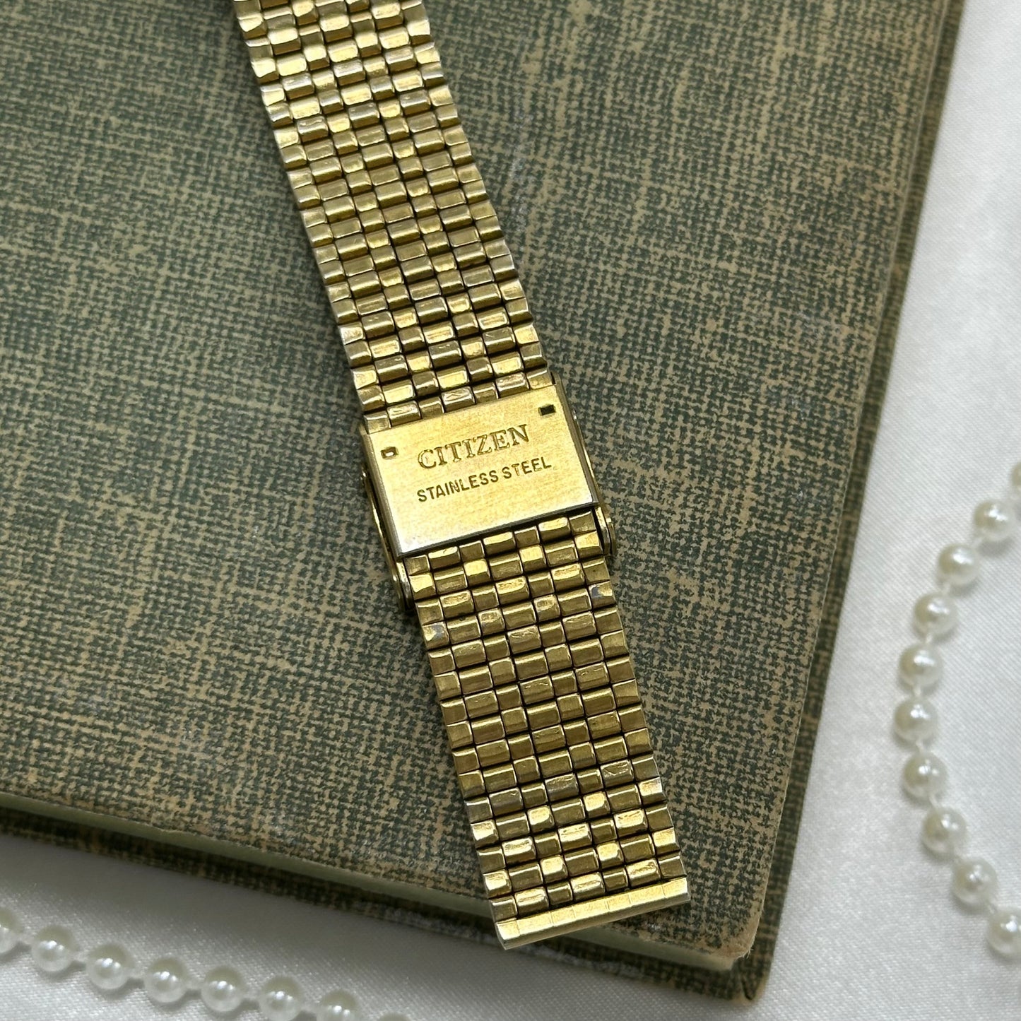 Gold Citizen Tank Watch with Date Display