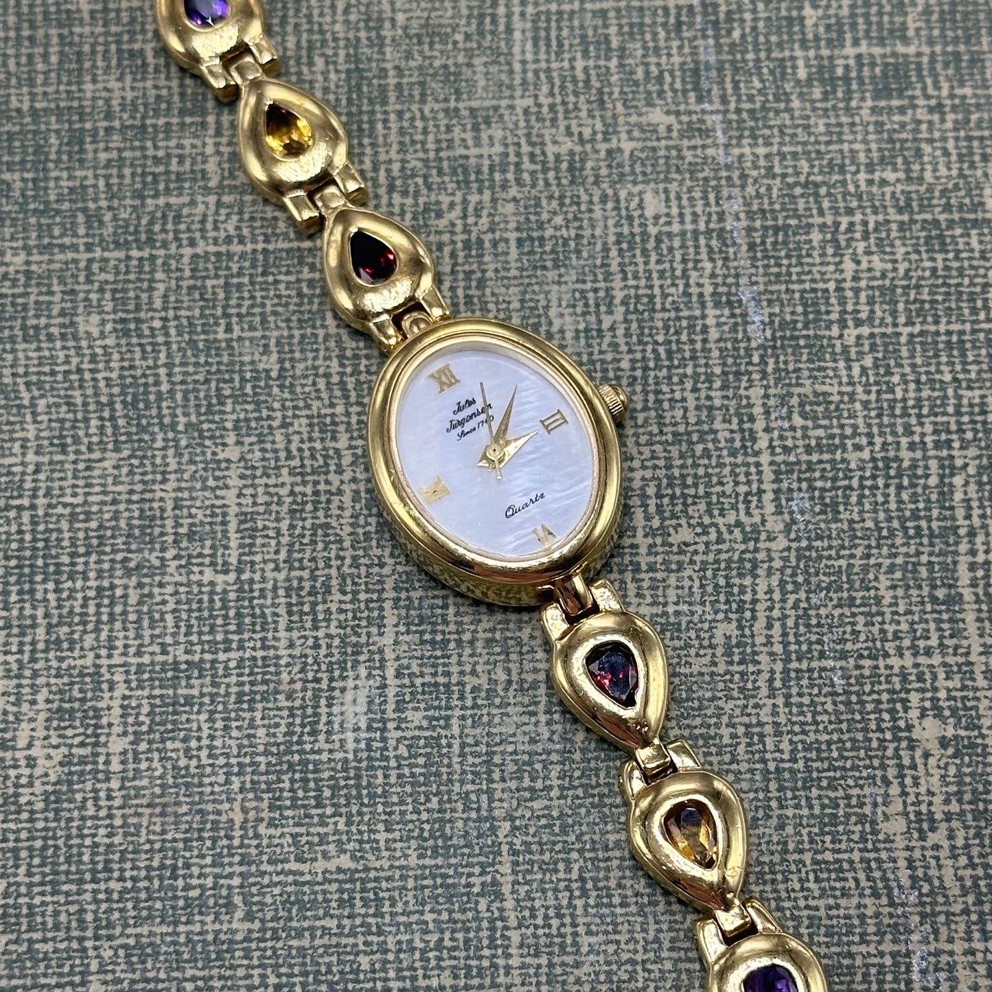 Multicolor Stone Watch with Mother of Pearl Dial